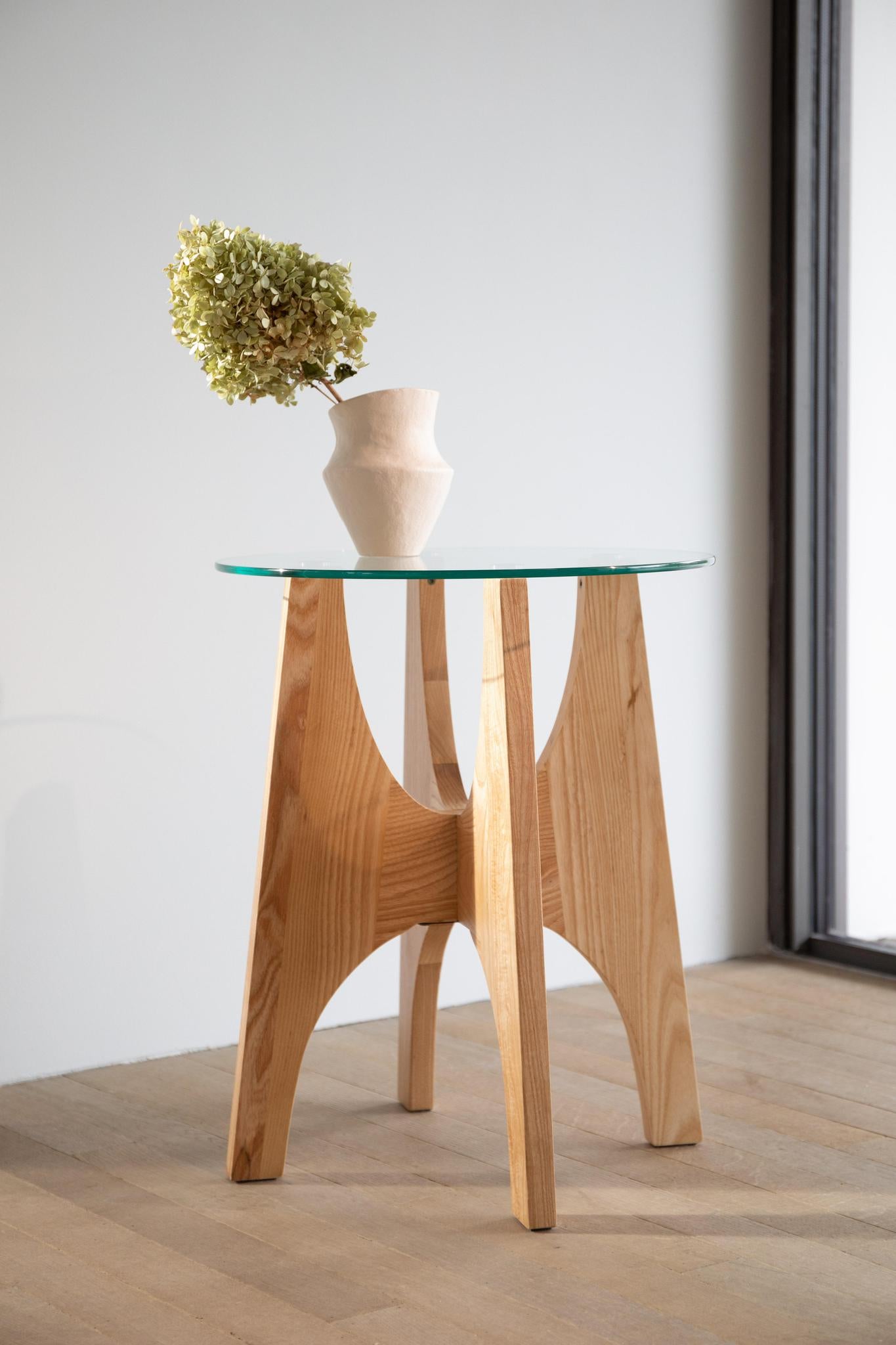 Kobe Ash Wood & Glass Coffee/Side Table - 2 Sizes Available