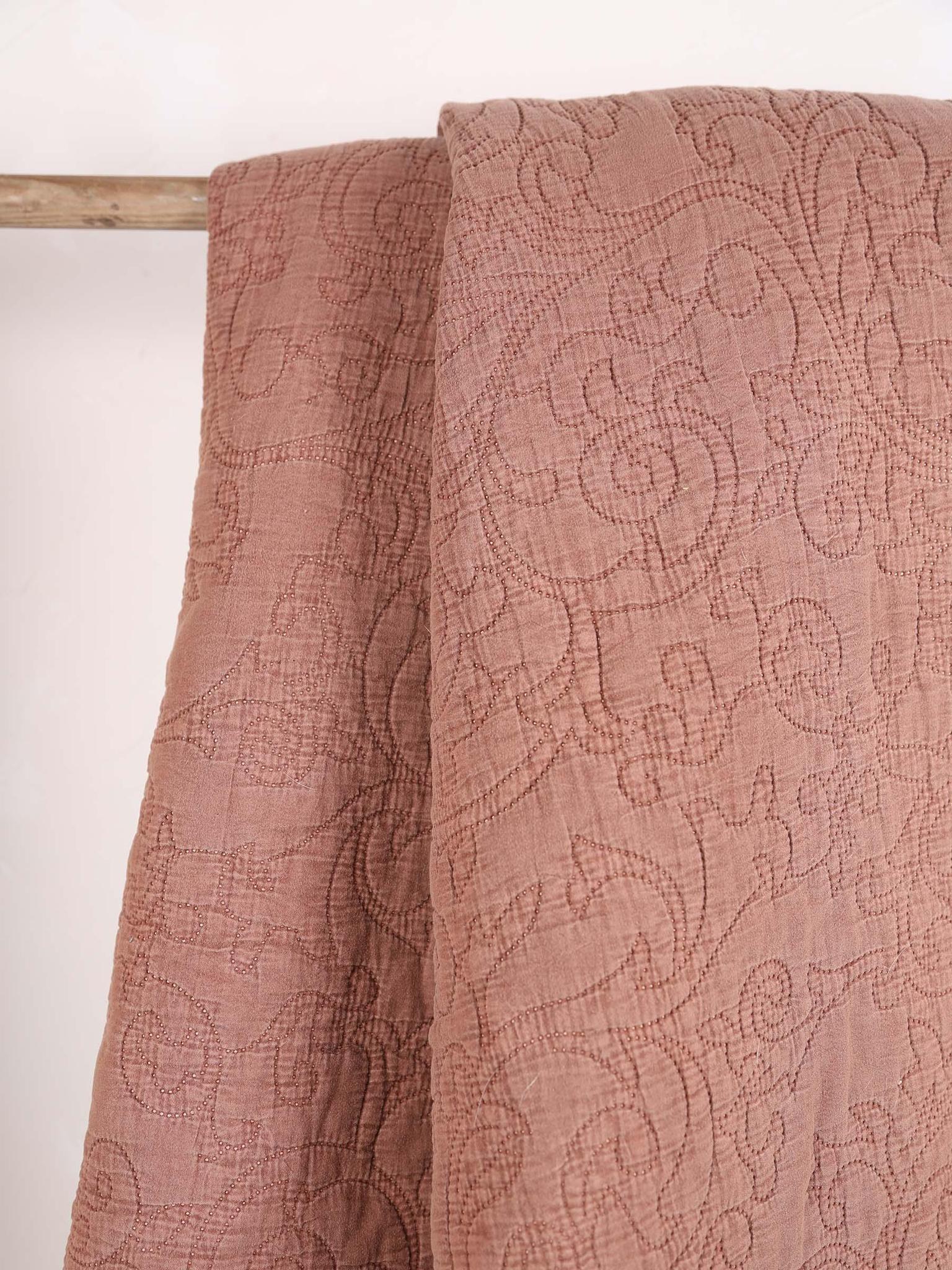 Isabelle Quilted Embroidered Bedspread - Dark Rose - 260X240X cm