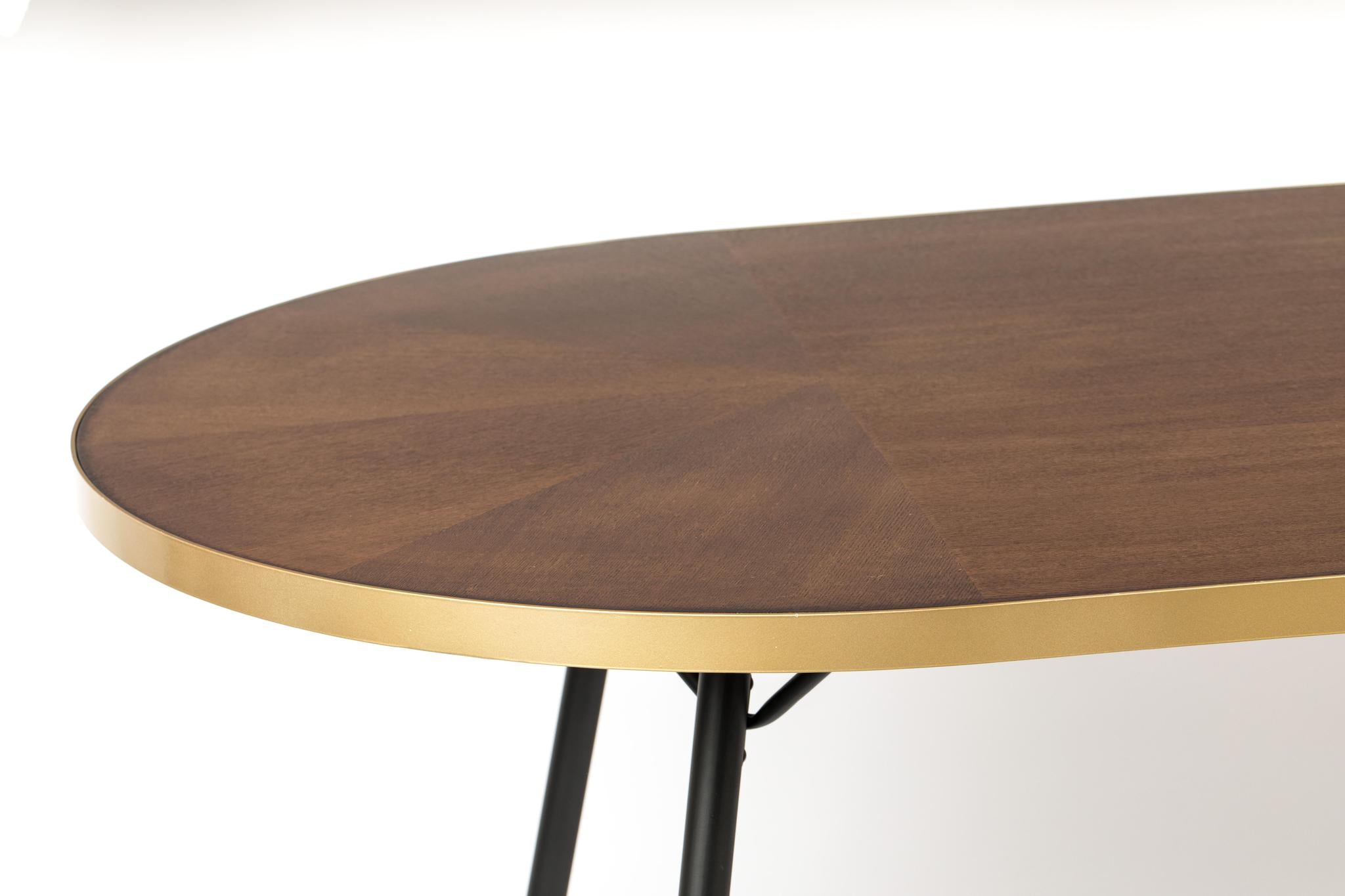 Darla Wooden Dining Table with Brass Edging