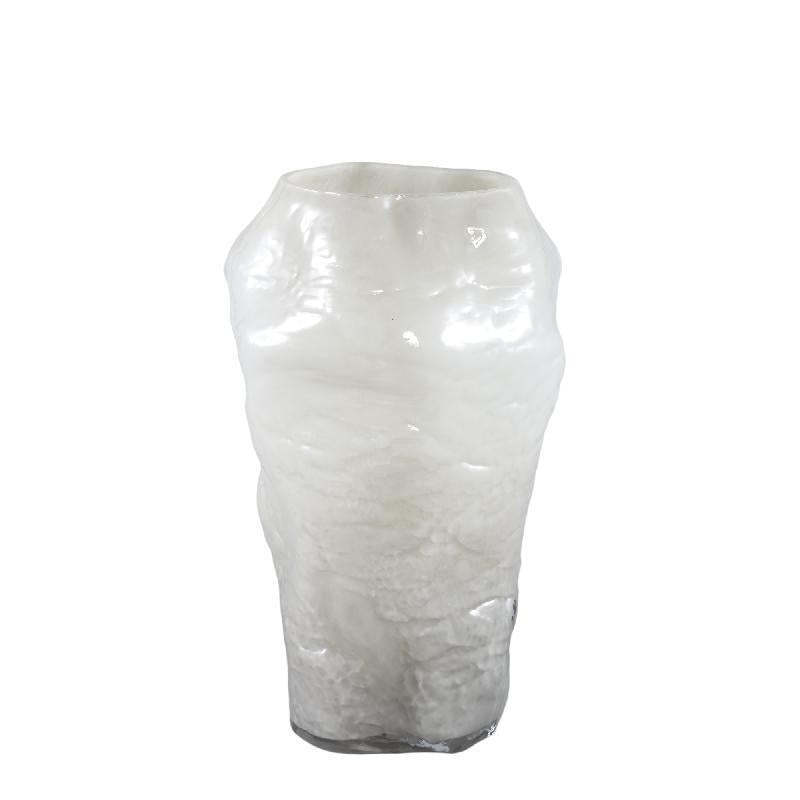 Riley White Glass Vase Round