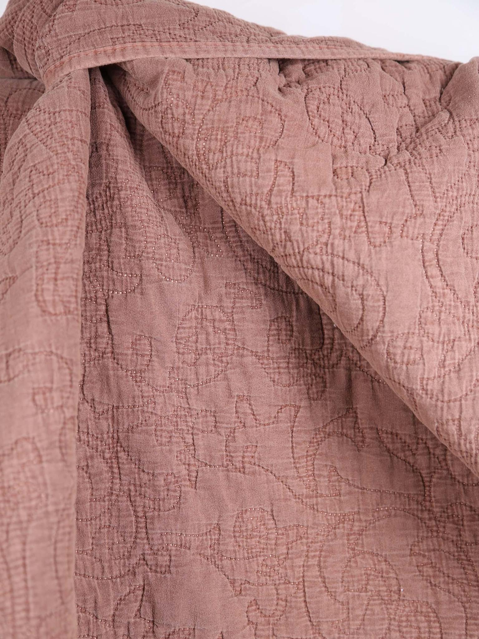 Isabelle Quilted Embroidered Bedspread - Dark Rose - 260X240X cm