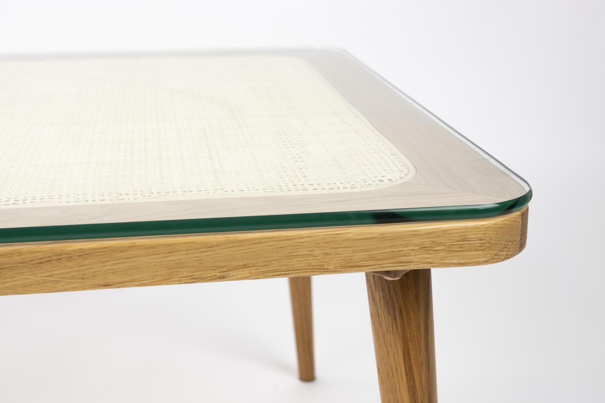 Haru Cane, Oak Wood & Glass Coffee Table - 2 Sizes Available