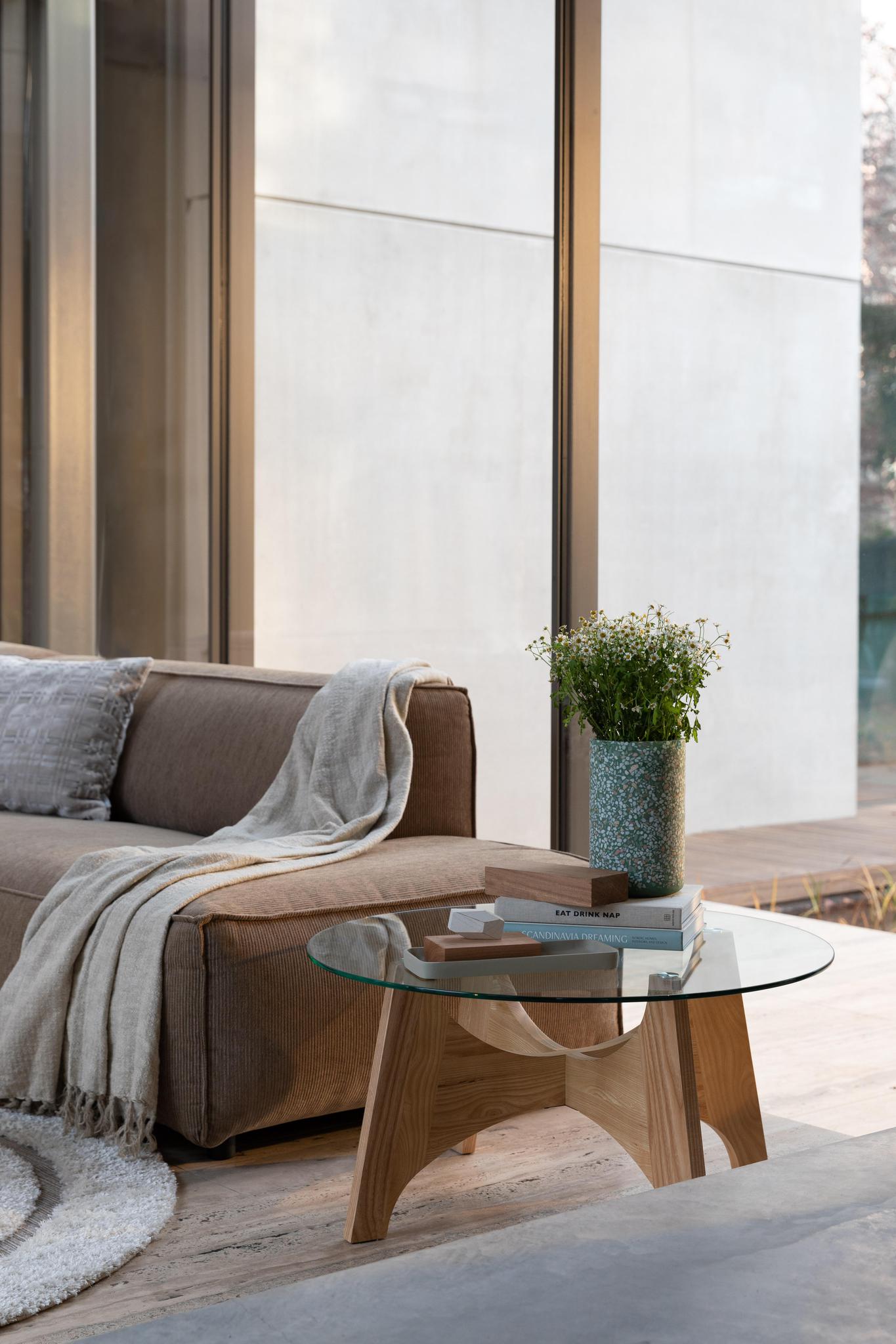 Kobe Ash Wood & Glass Coffee/Side Table - 2 Sizes Available