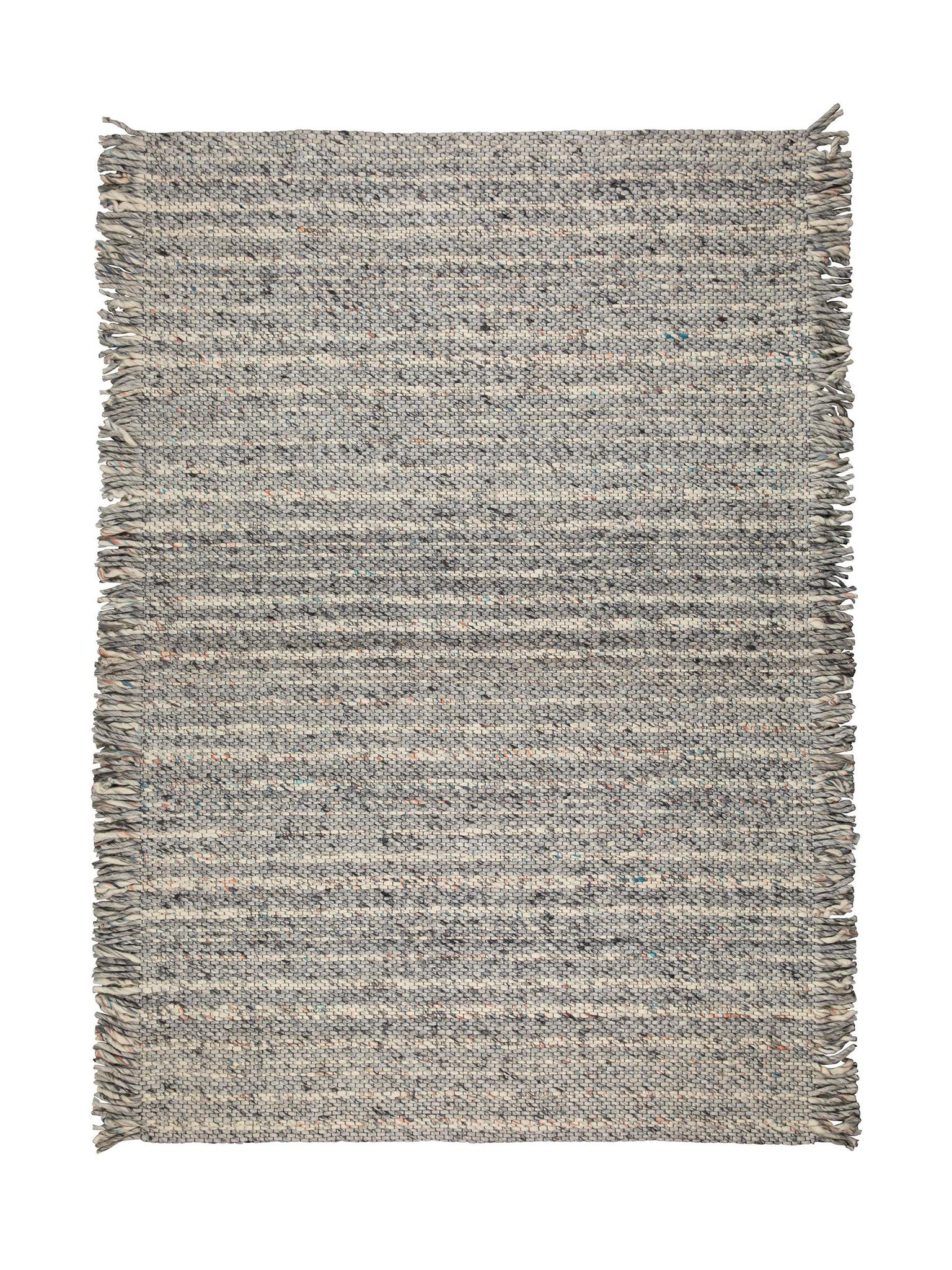 Frills Woven Wool Strand Rug - Blue, Grey