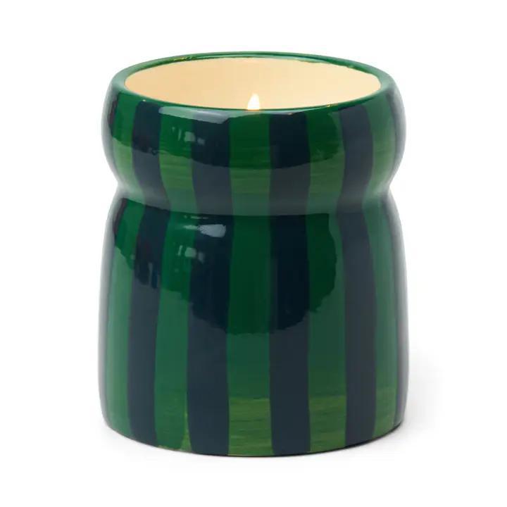 Cabana Striped Ceramic Candle - Balsam Fir