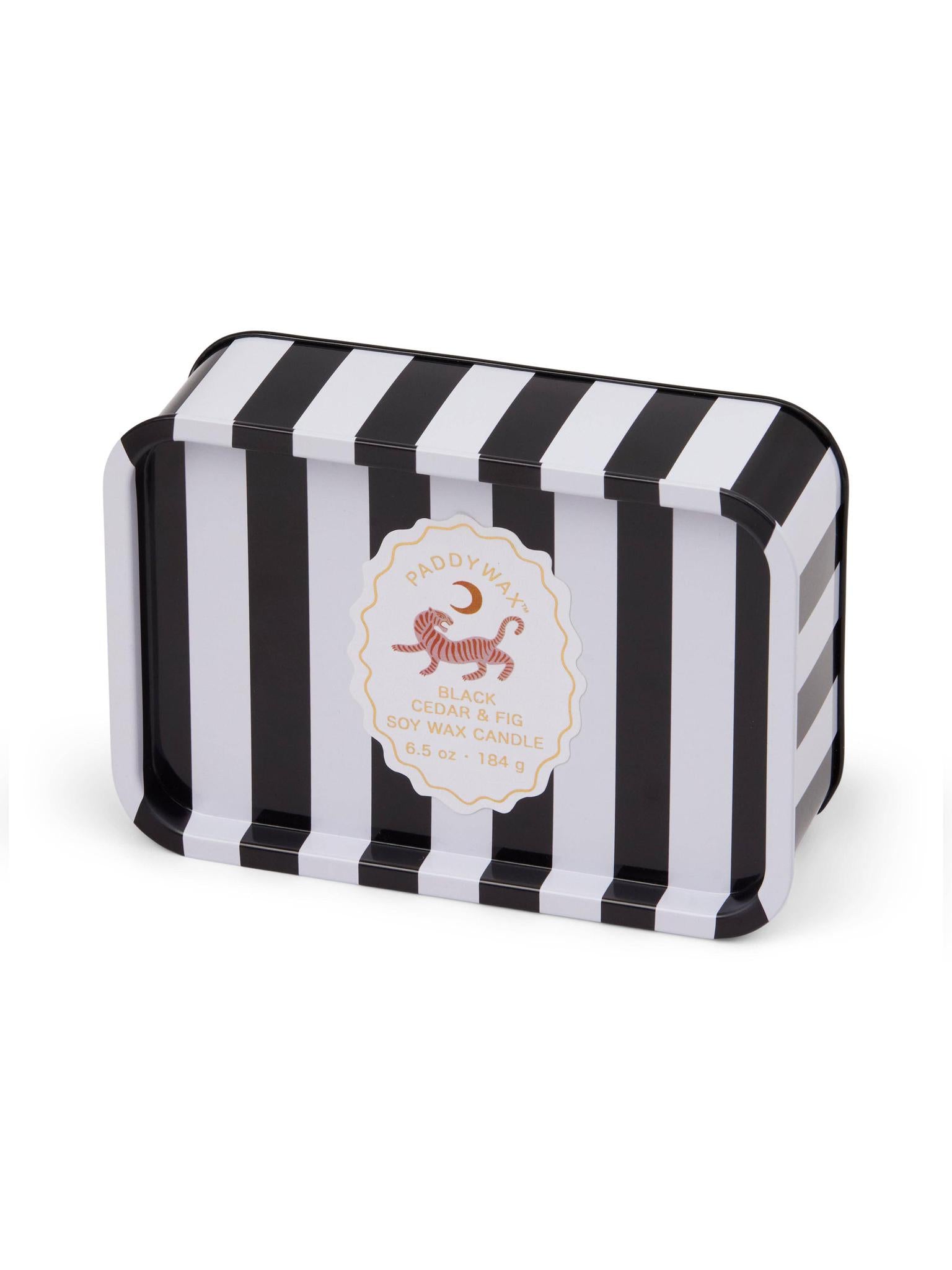 Adopo Tiger Printed Tin Candle - Black Cedar & Fig