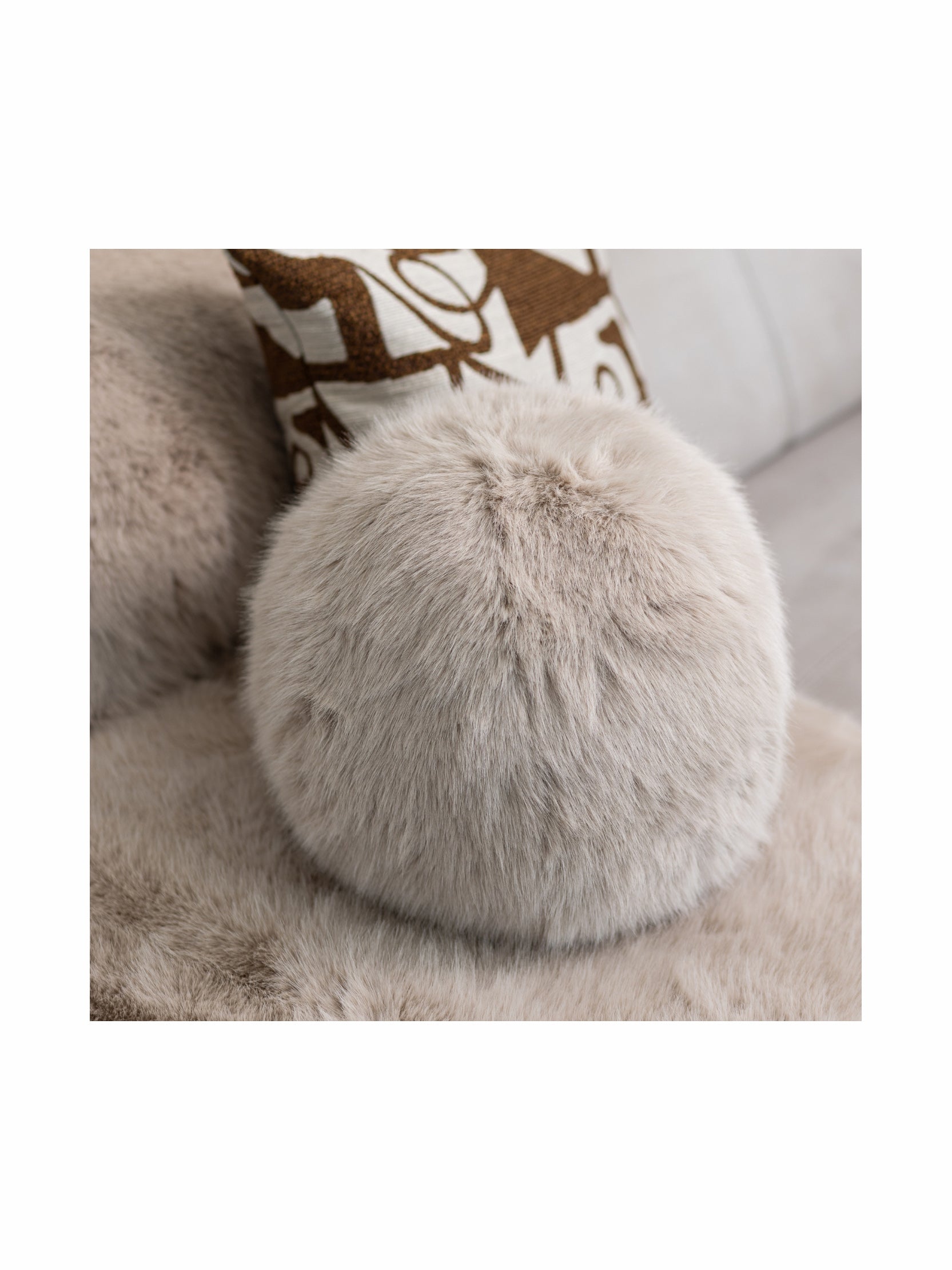 Sloane Faux Fur Cushion Ball in Mink