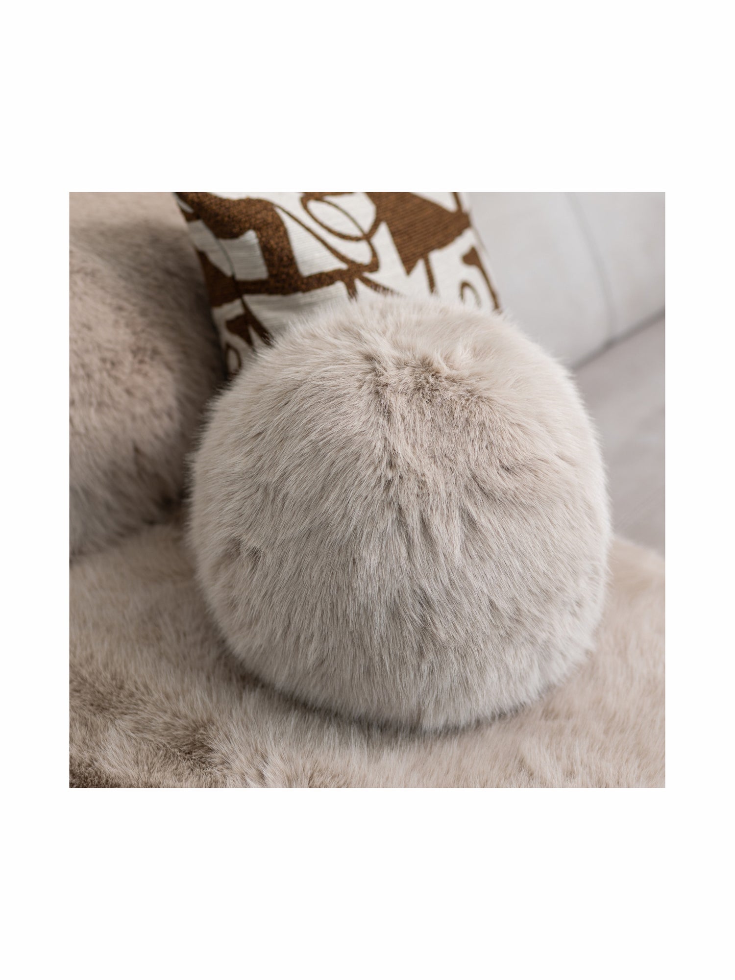 Sloane Faux Fur Cushion Ball in Mink