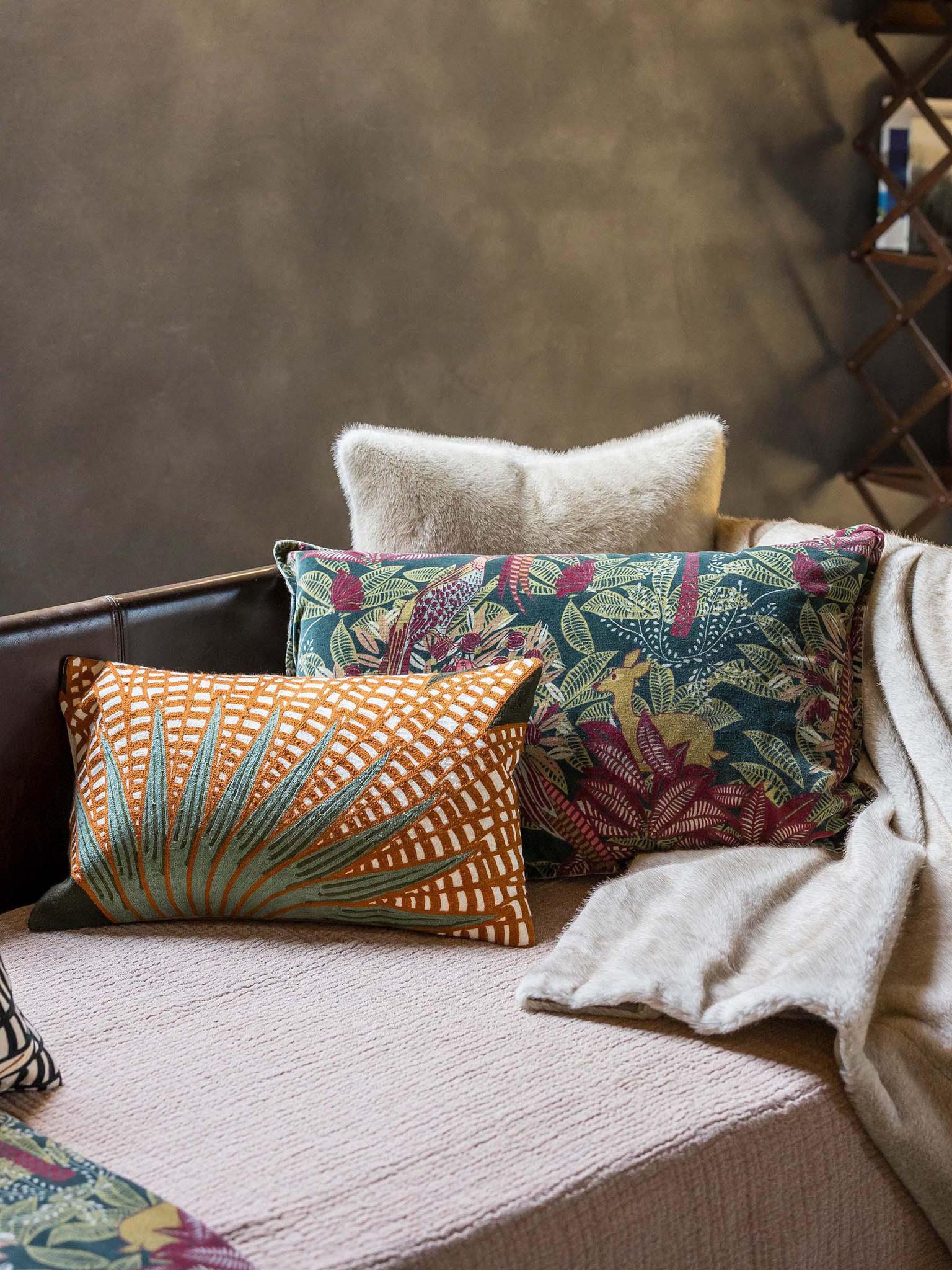 Embroidered Patterned Cushion - Ewan - 3 Colours Available