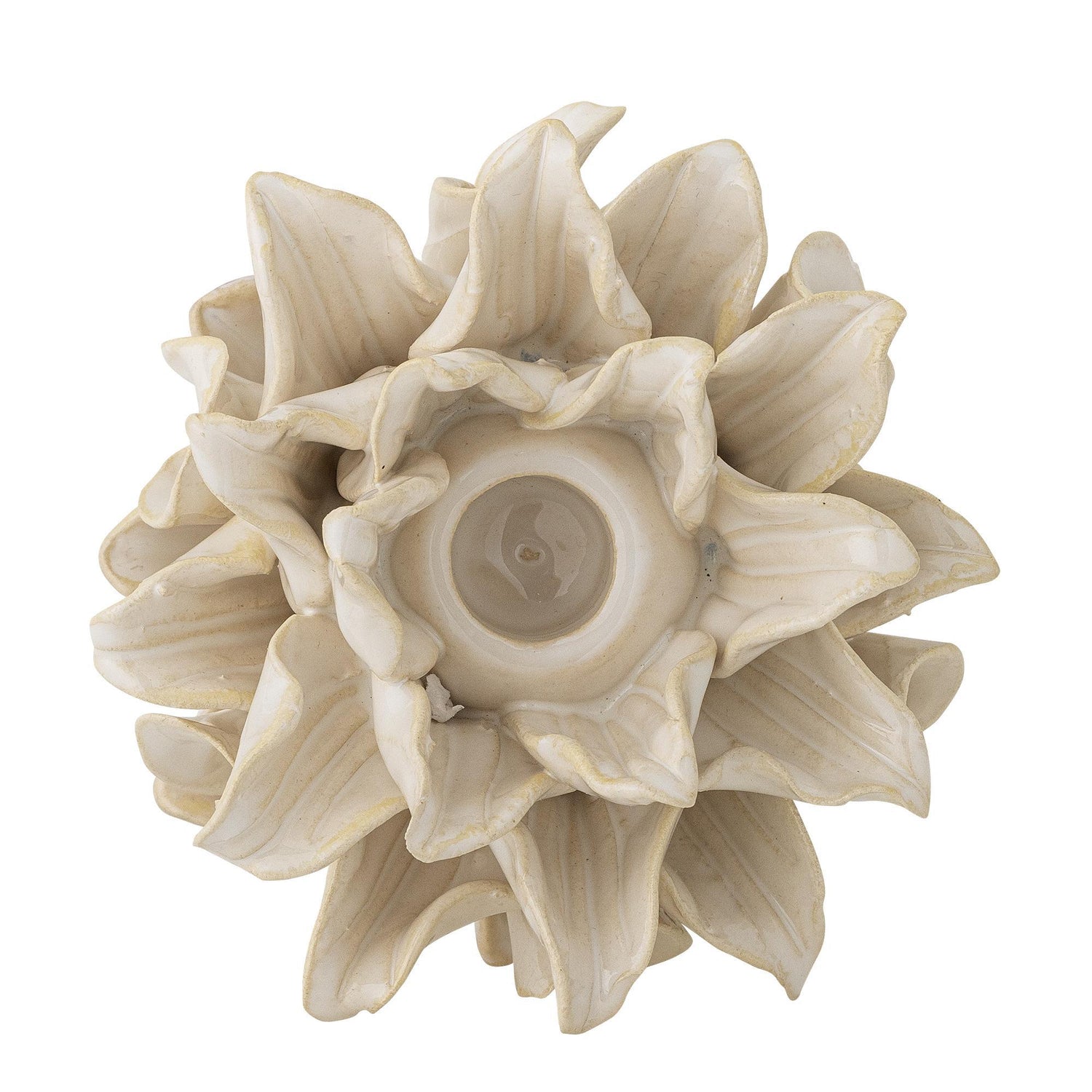 Phyllis Stoneware Flower Candle Holder - White
