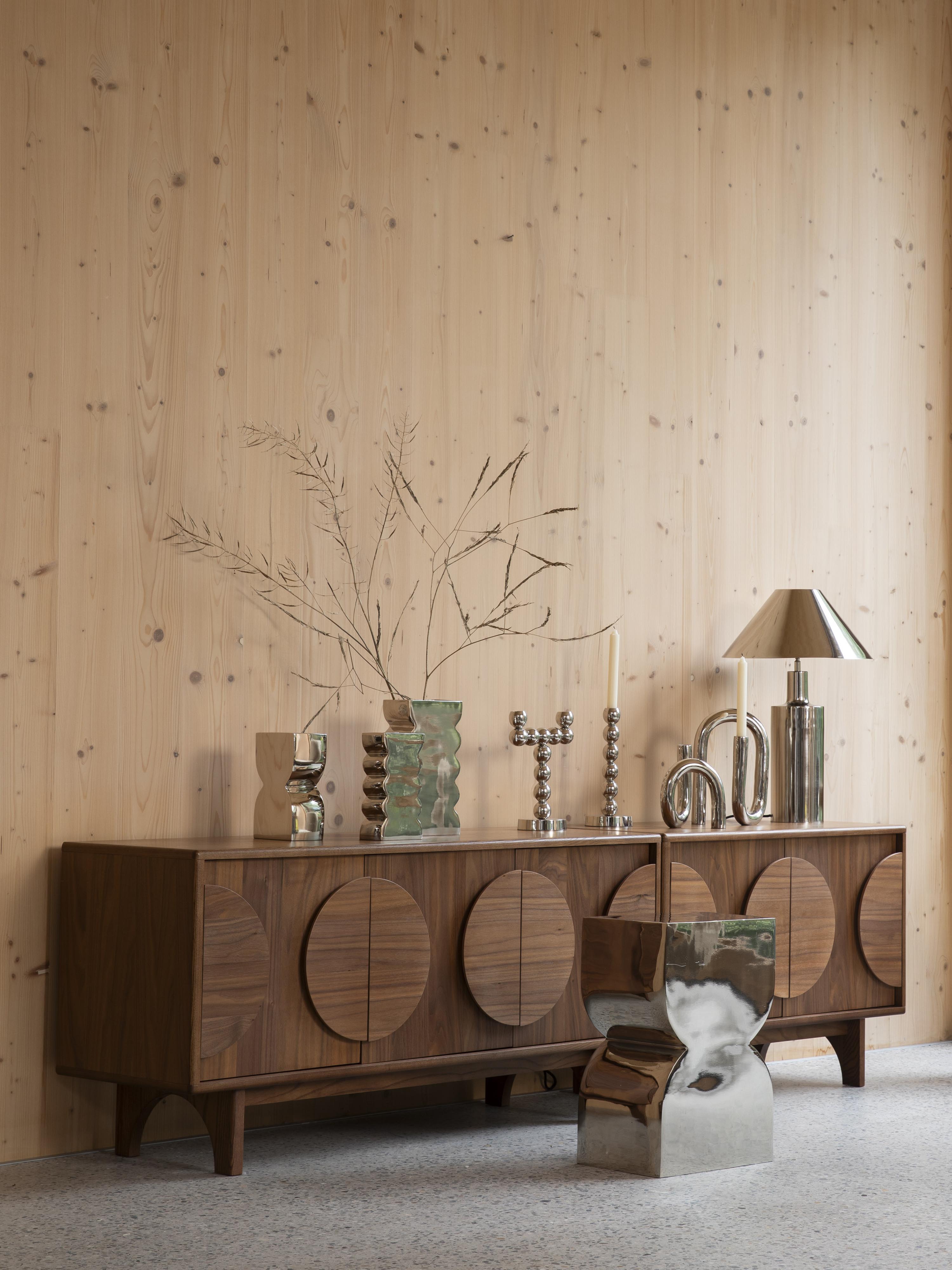 Groove Wooden Cabinet - Walnut - 2 Sizes Available