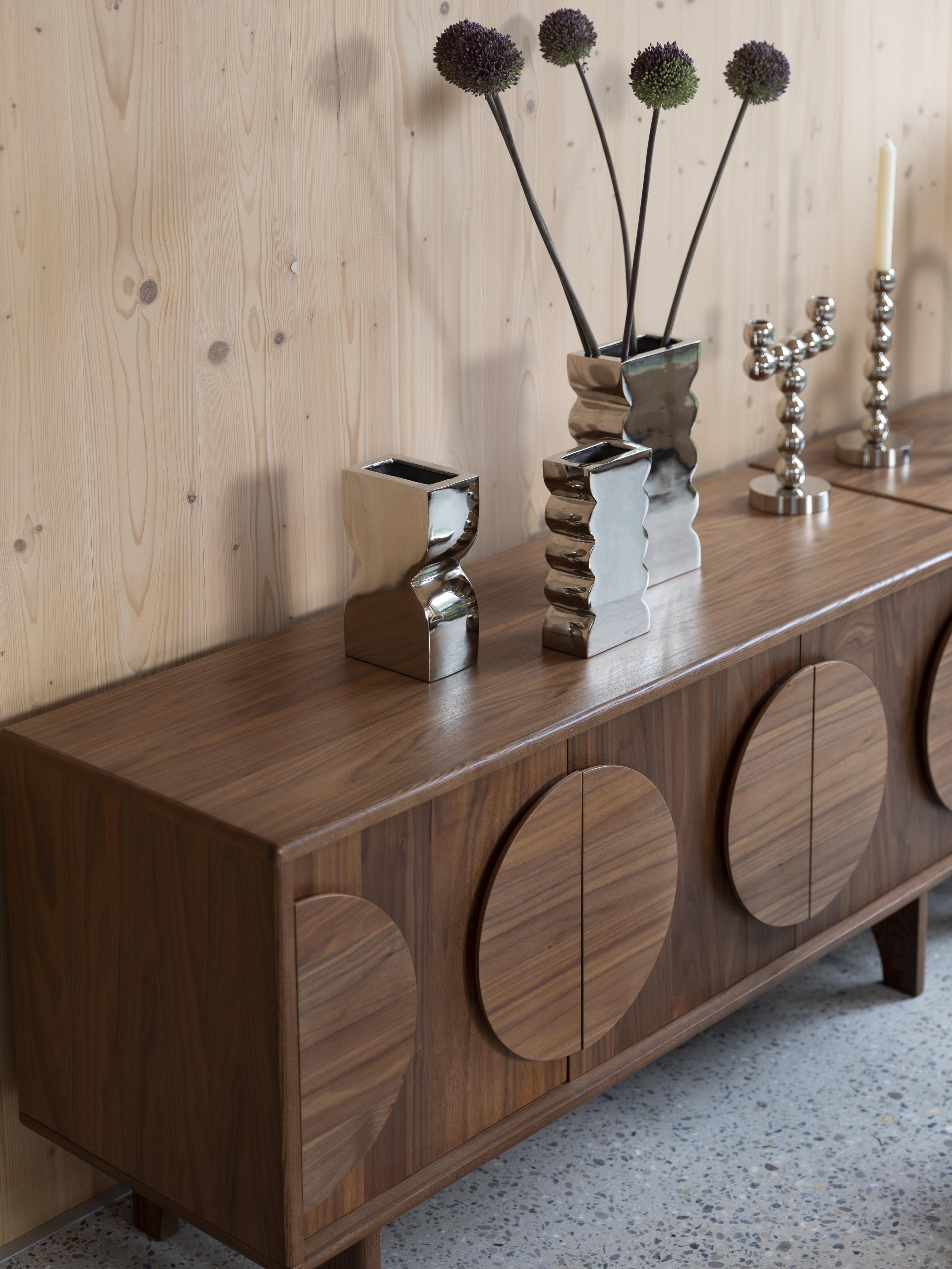 Groove Wooden Cabinet - Walnut - 2 Sizes Available