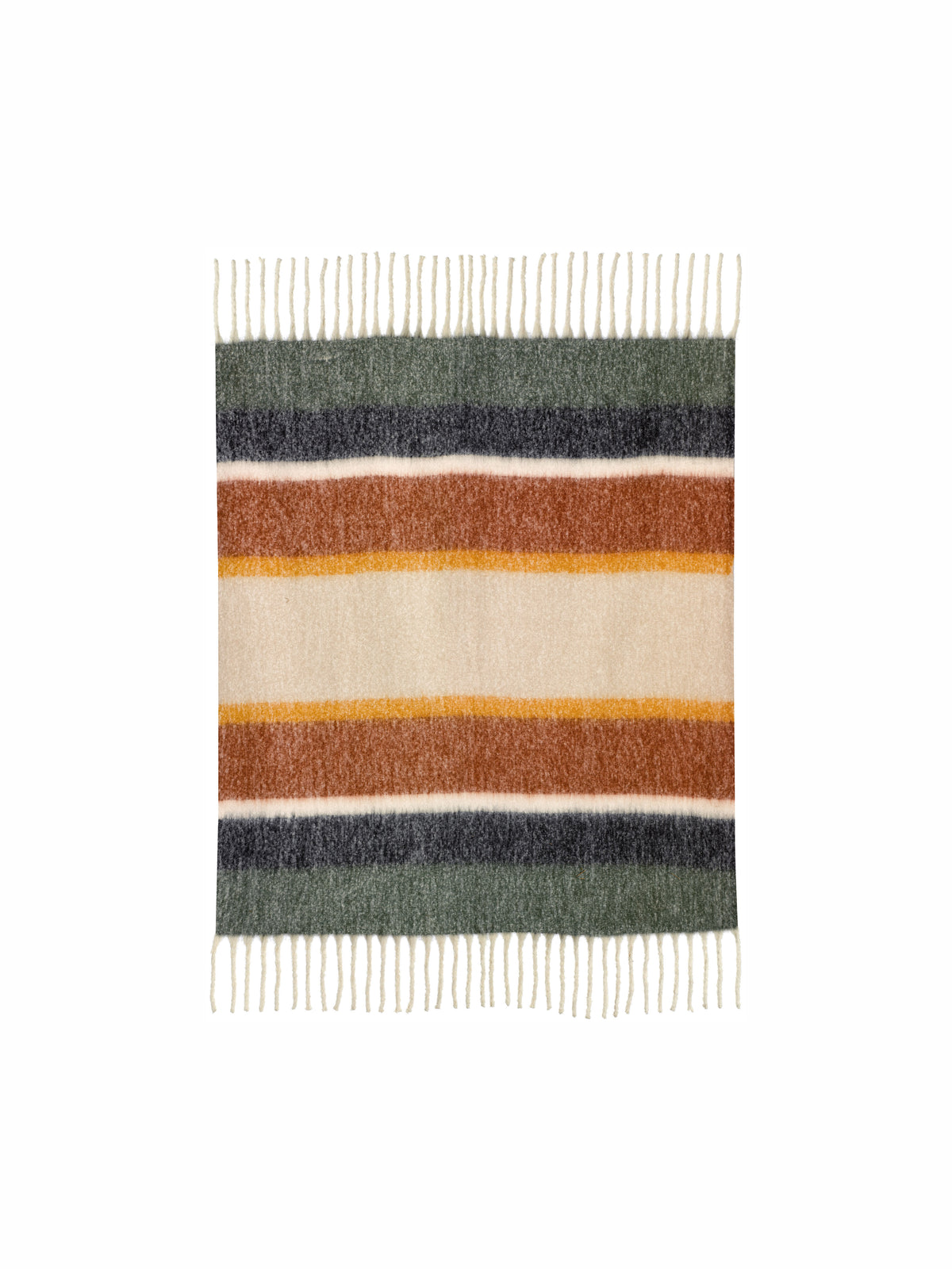 Isabel Recycled Fringed Stripe Throw - Rust Stripe