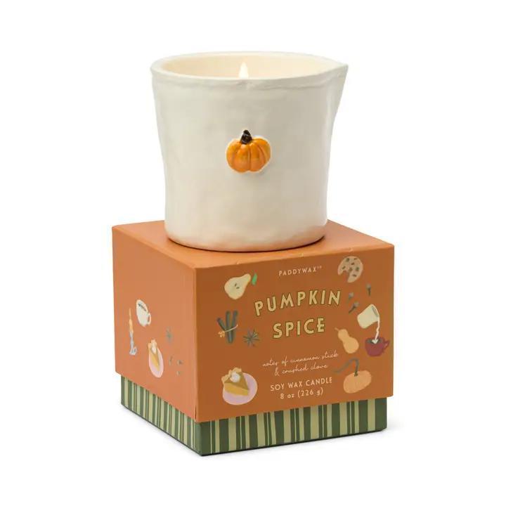 Bistro 8oz/226g Pumpkin Embossed Ceramic Candle - Pumpkin Spice