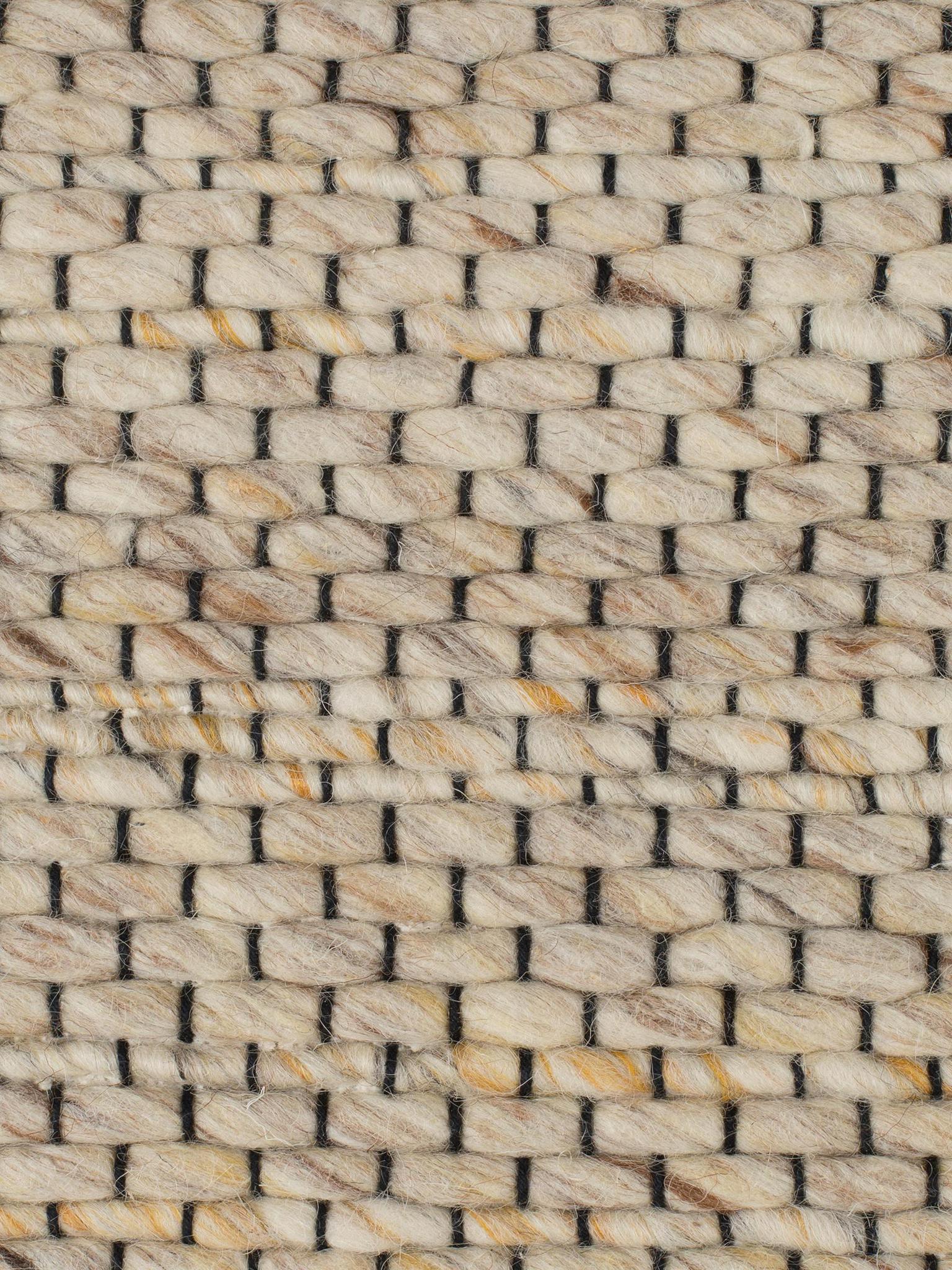 Frills Woven Wool Strand Rug - Beige, Warm Light