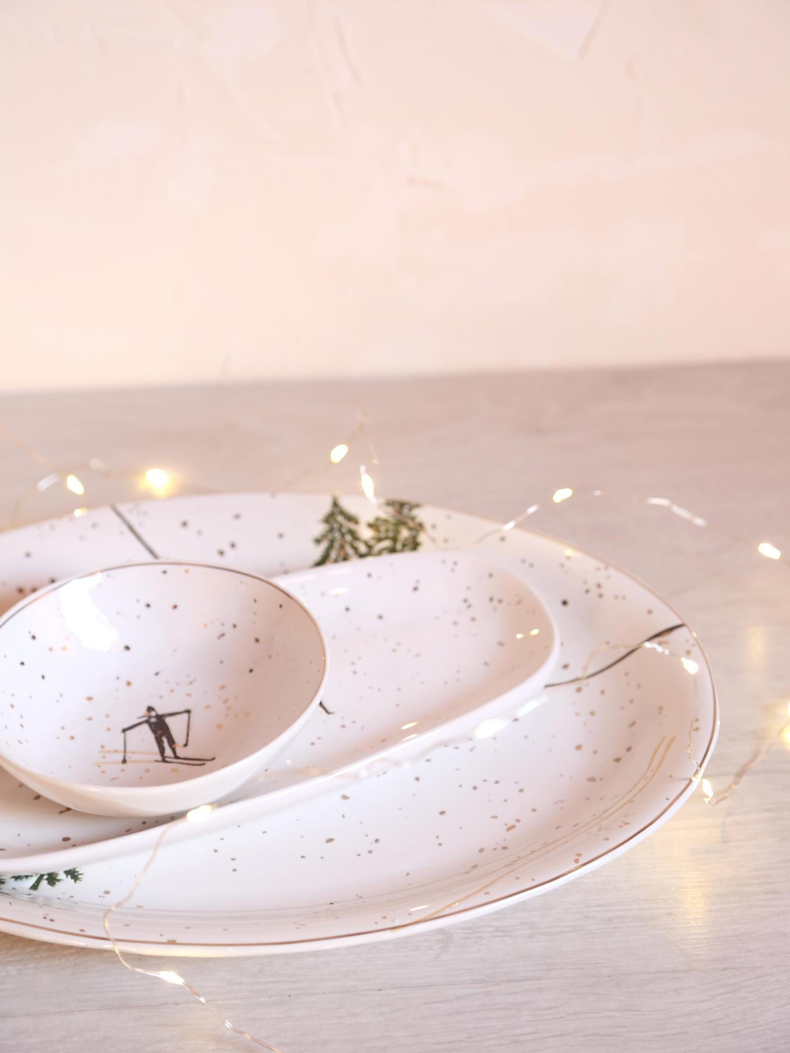 Ceramic Bowl - Skiing Illustration