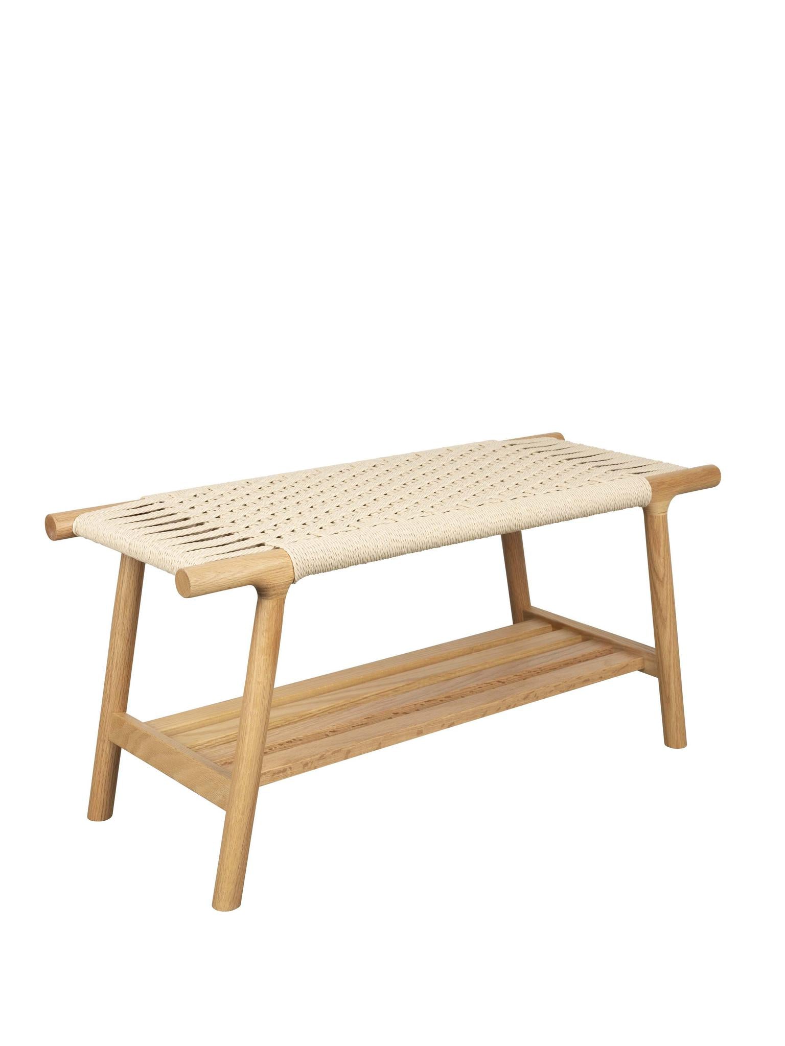 Kintaro Solid Oak, Woven Bench - 2 Colours & 2 Sizes Available