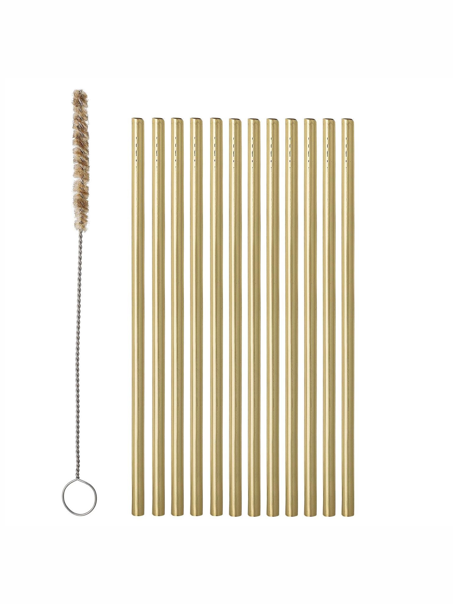 Mendi Straw & Brush - Gold - Stainless Steel