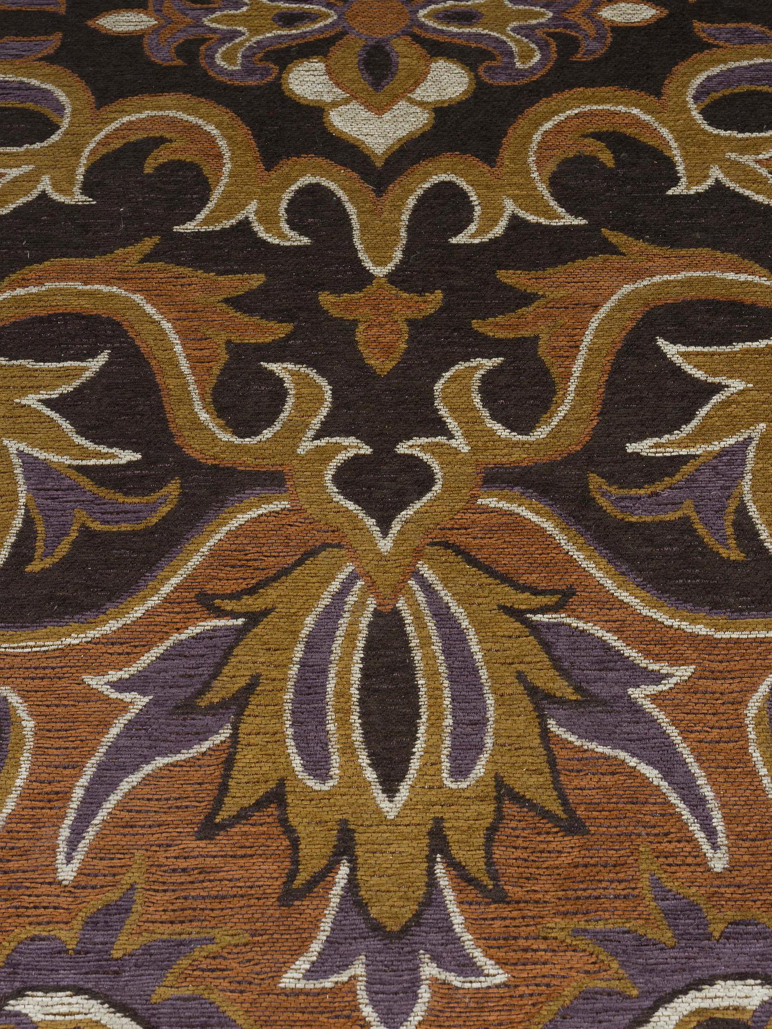 Bashmira Patterned Rug - Burnt orange, Deep Purple