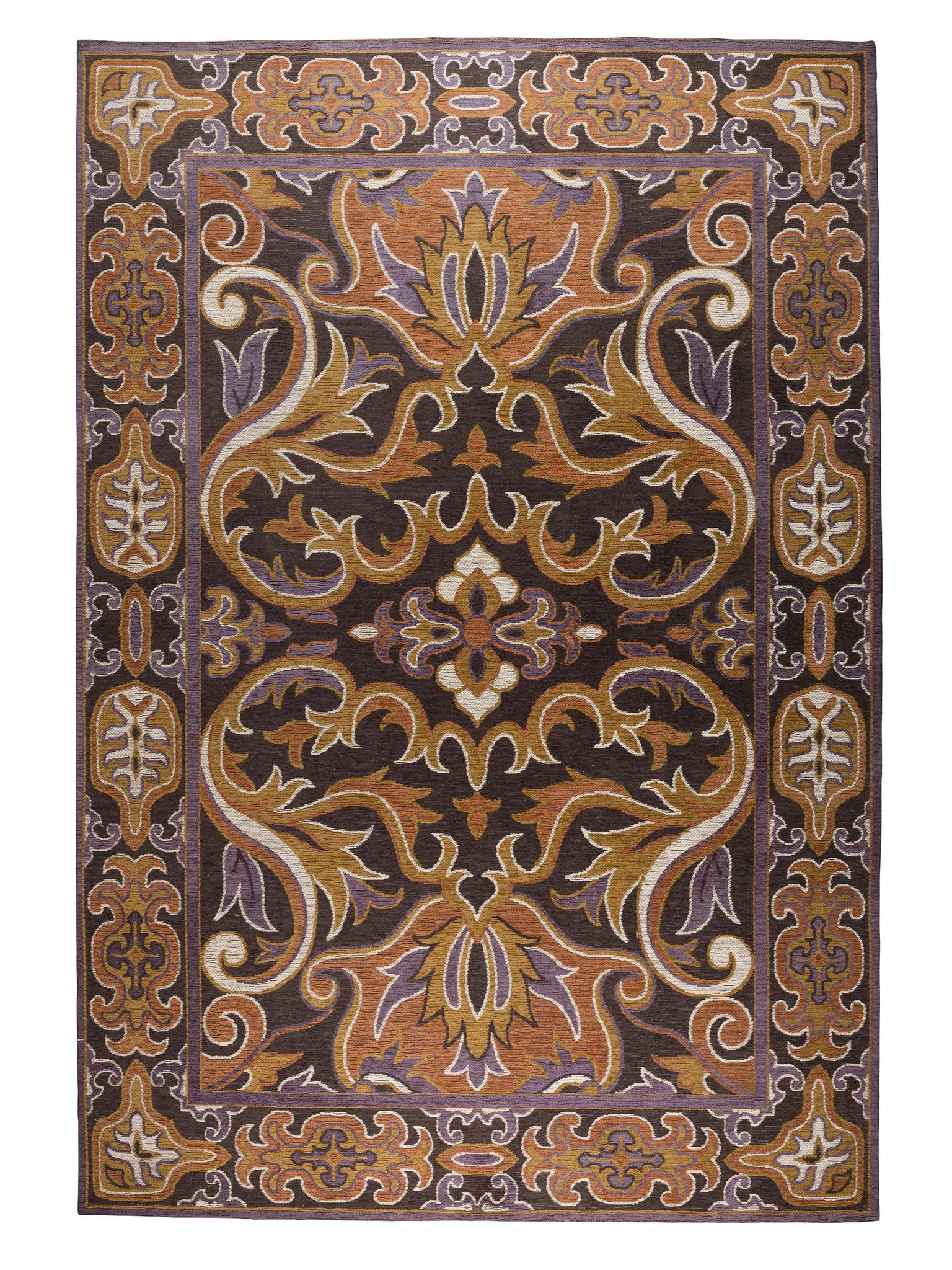 Bashmira Patterned Rug - Burnt orange, Deep Purple