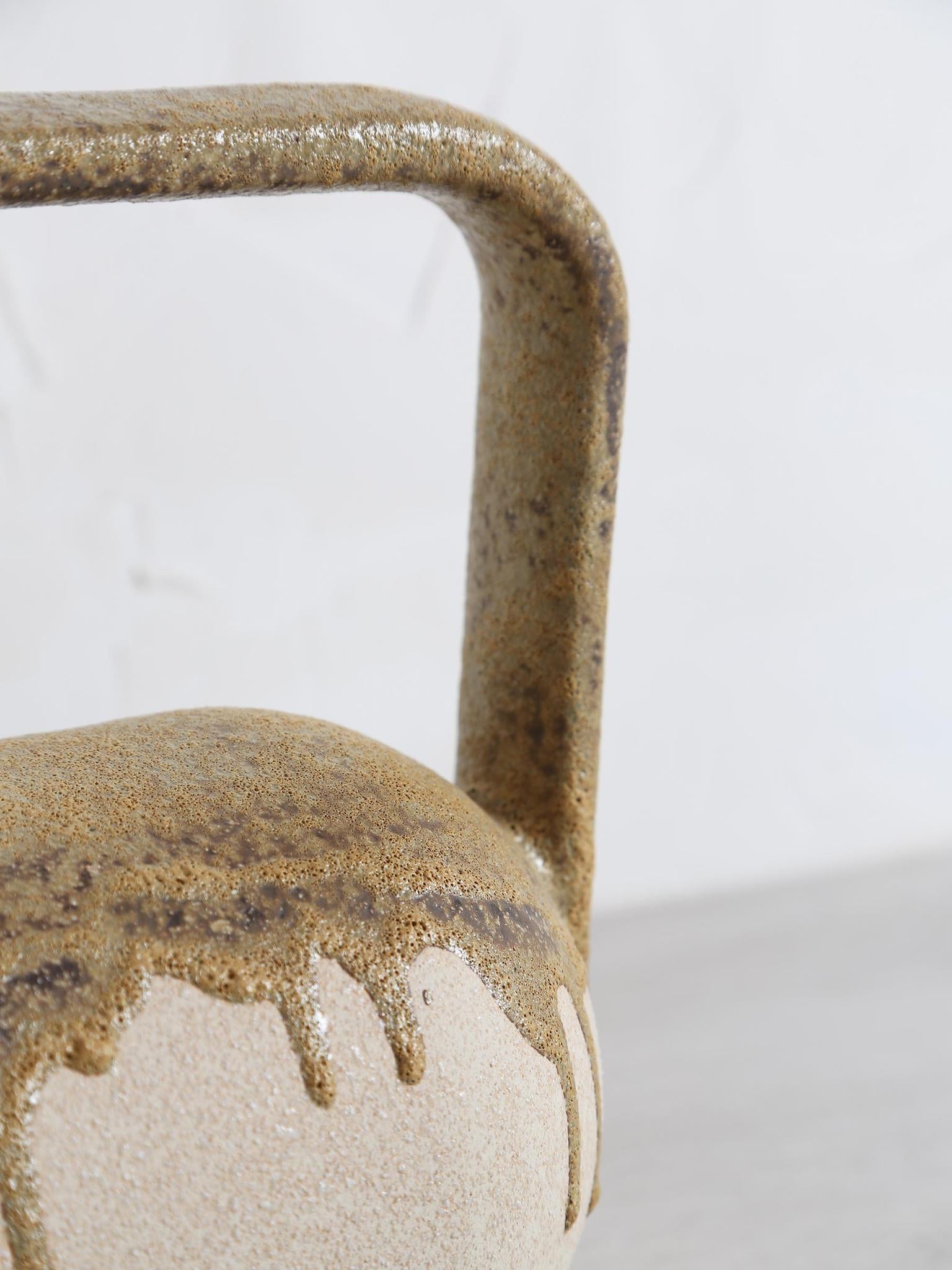 Serras Cream & Green Ceramic Vase With Handle