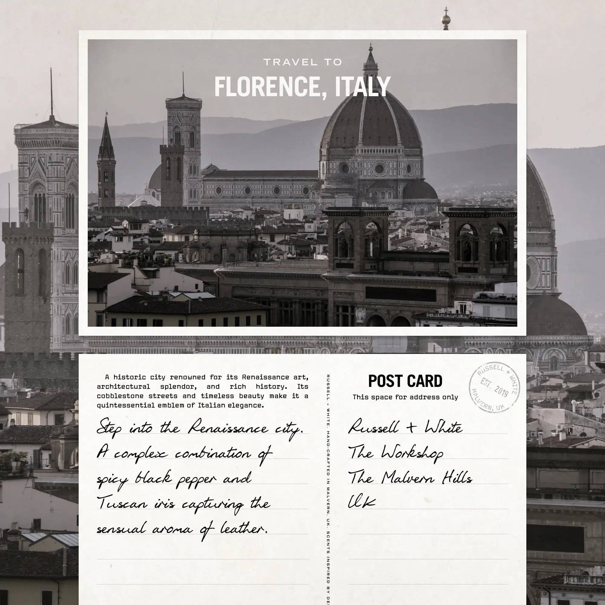 Firenze Leather Soy Wax Scented Candle - Black Pepper, iris, Tonka Bean