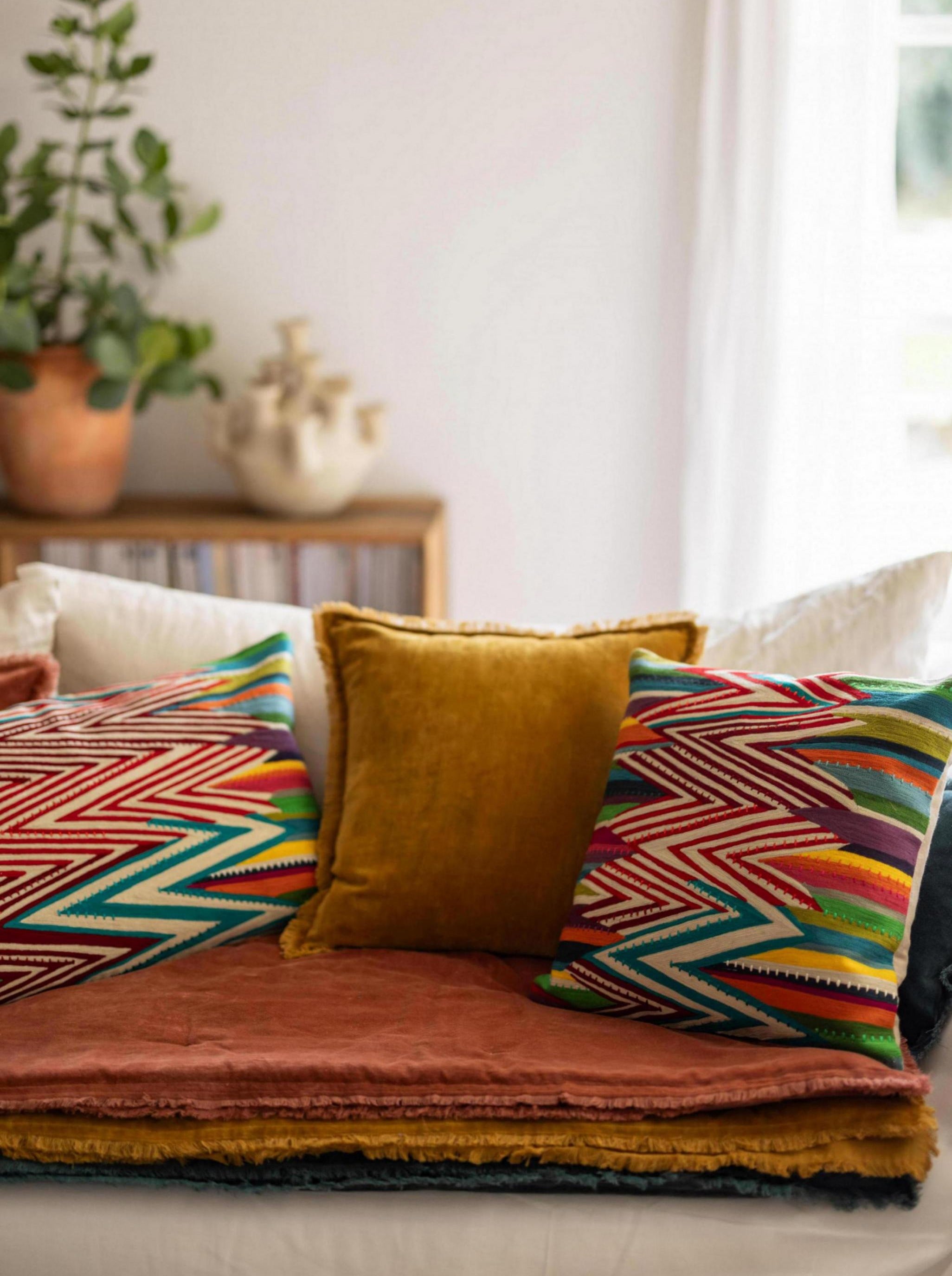 Fara Fringed Velvet Cushion - Saffron - 3 Sizes Available