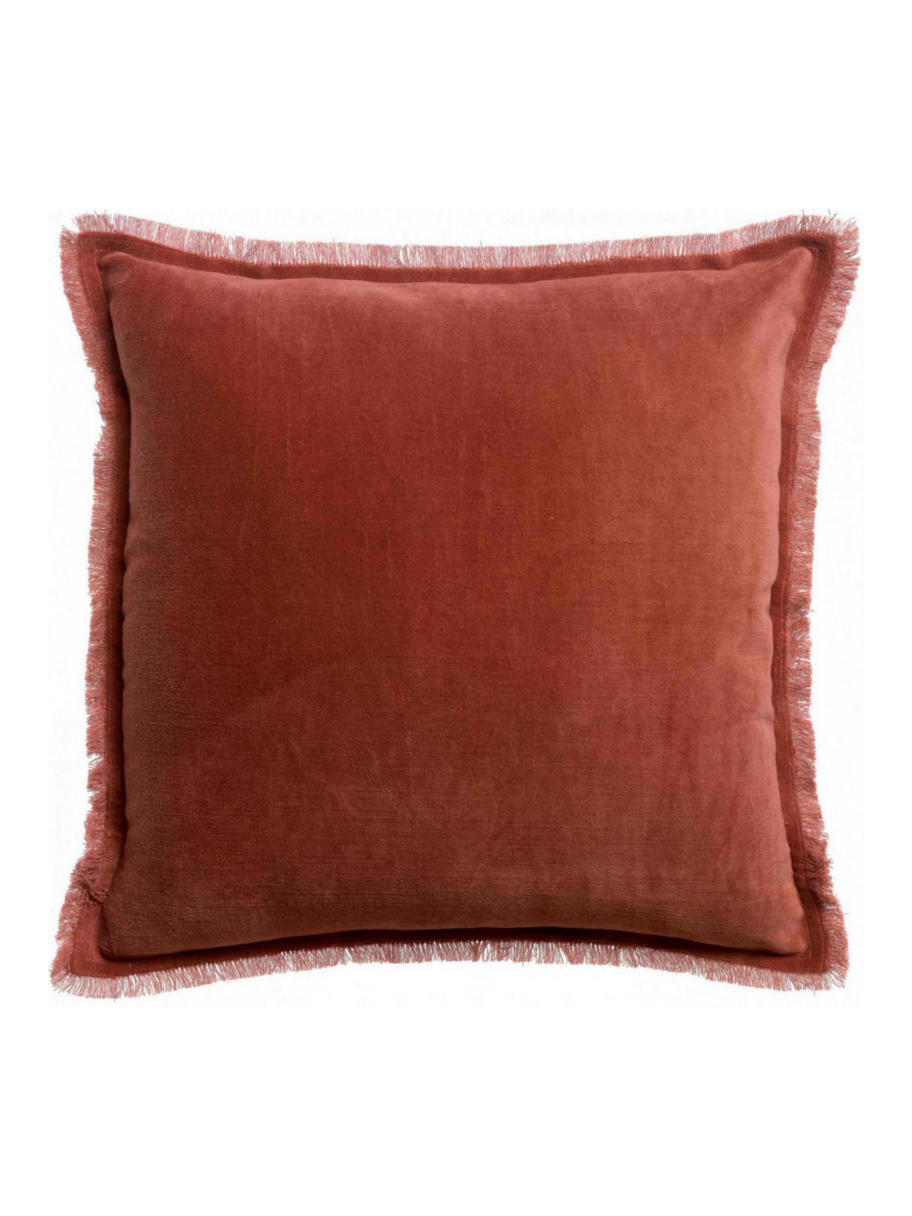 Fara Fringed Velvet Cushion - Sienne - 3 Sizes Avaliable