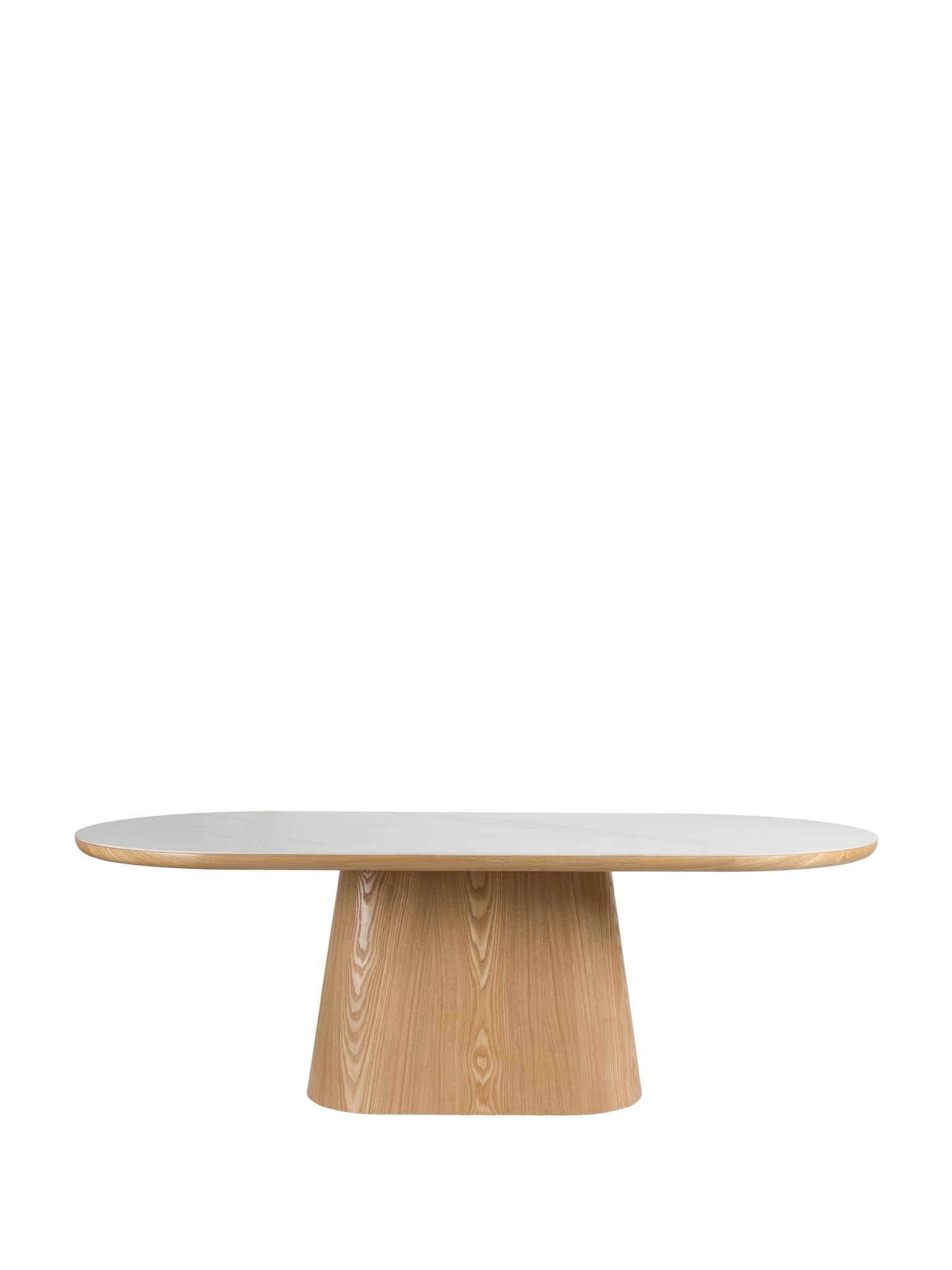Almira Sintered Stone & Wood Oval Dining Table - Oak - 2 Sizes Available