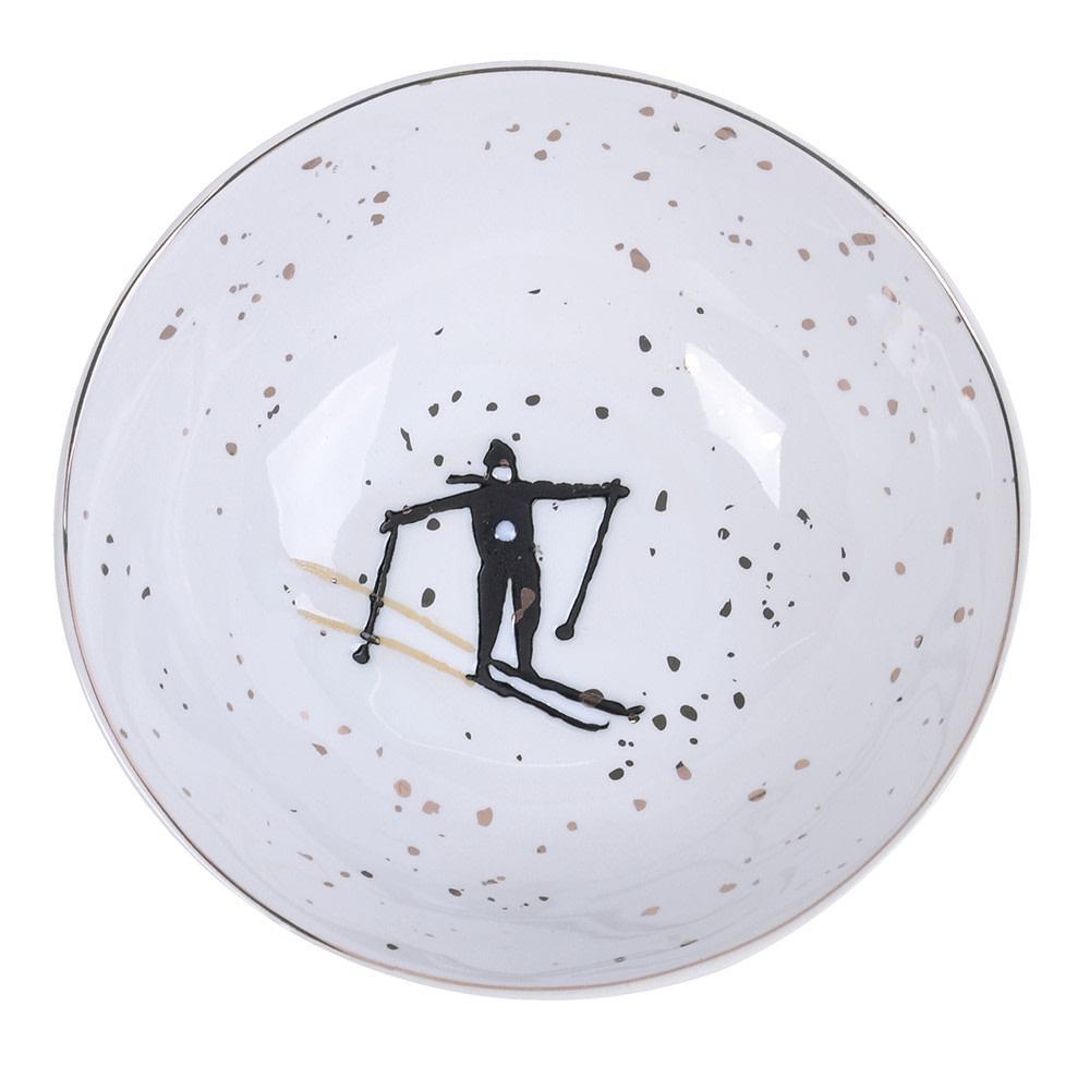 Ceramic Bowl - Skiing Illustration