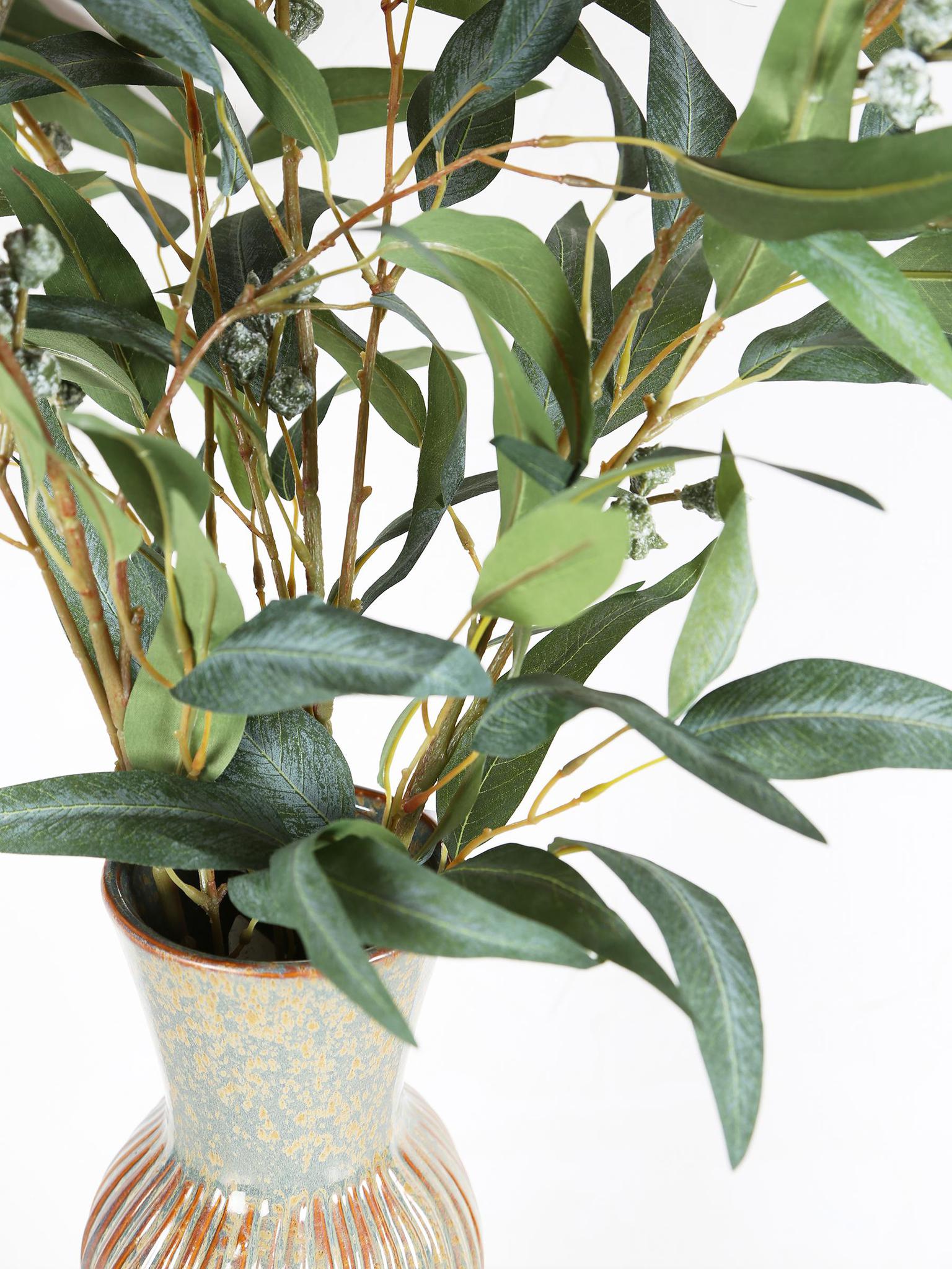 Faux Green Eucalyptus Stem With Seeds