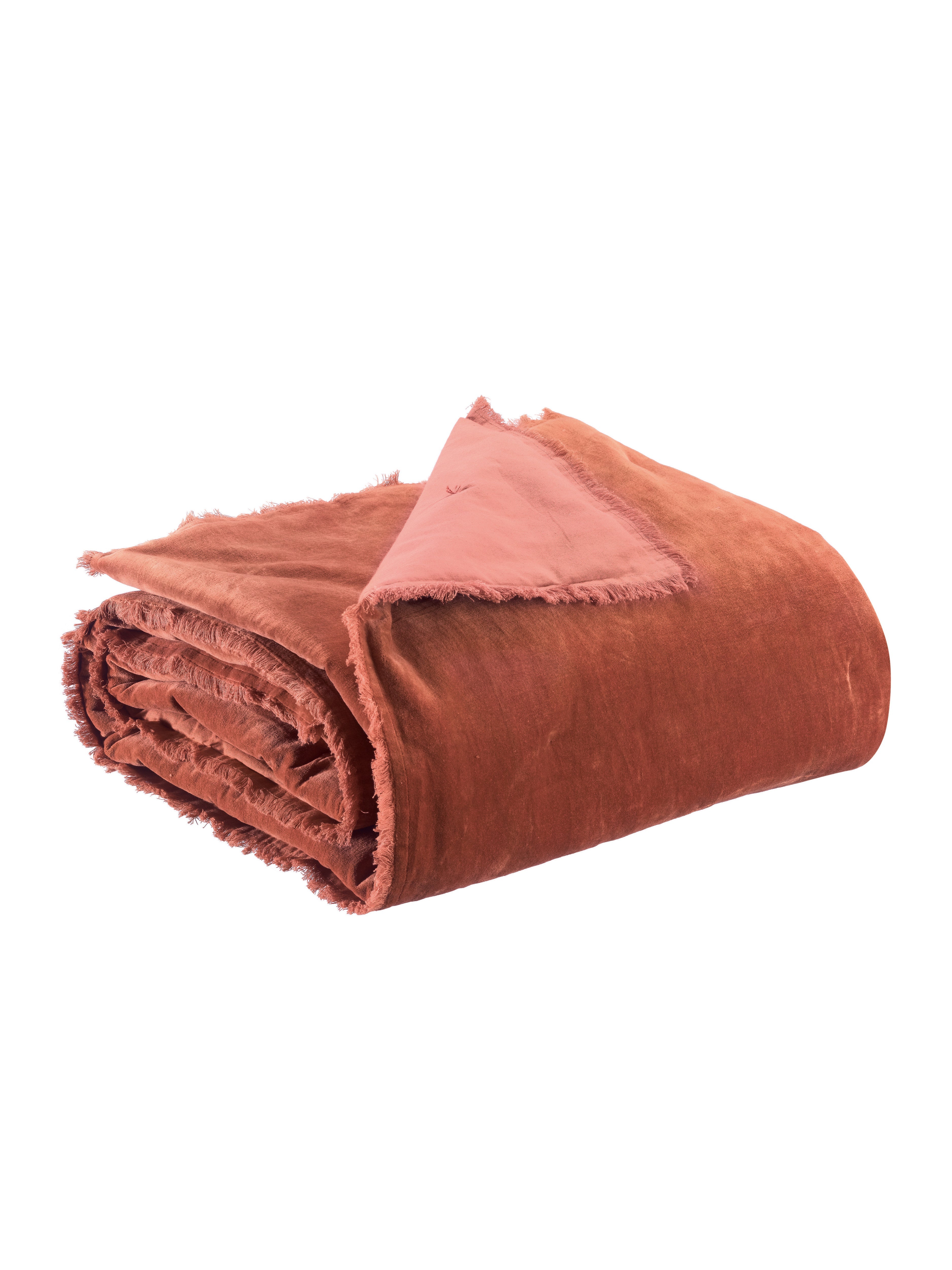 Fara Velvet Fringed Throw in Sienne 135 x 200