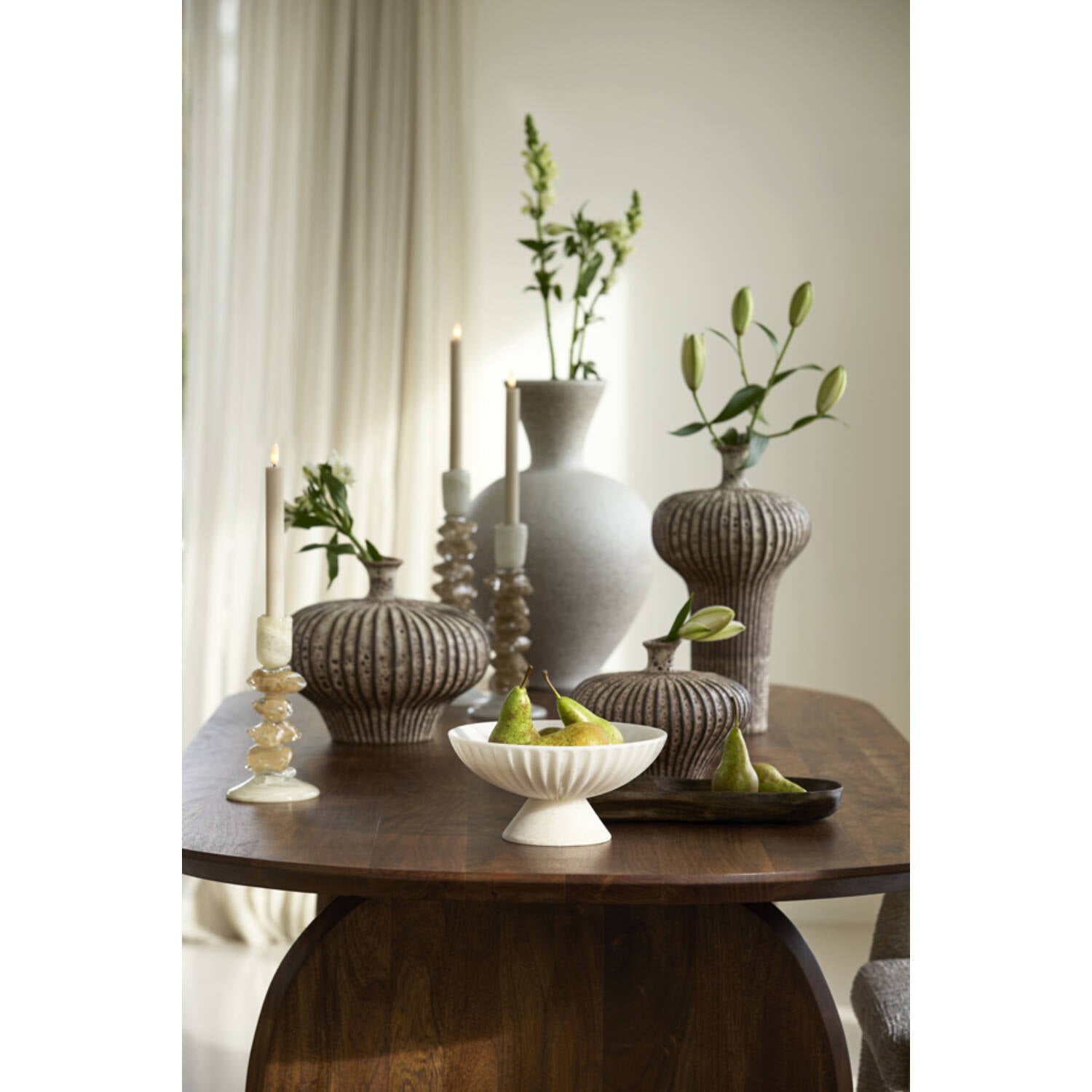 Nevano Ceramic Matte Vase - Dark Brown - 23x22,5x18 cm