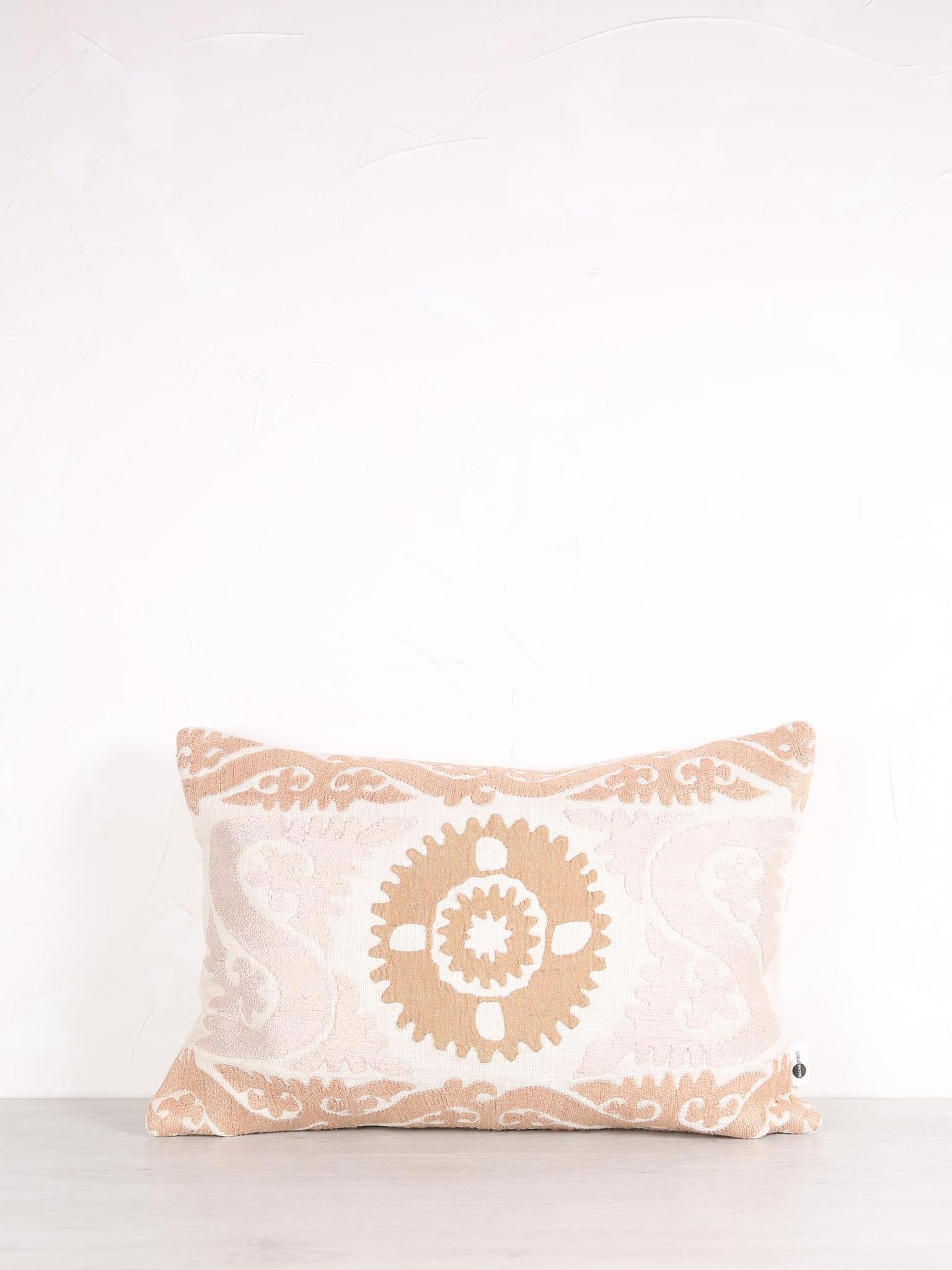 Suzani Embroidered Cushion - Neutrals, Powder, Camel