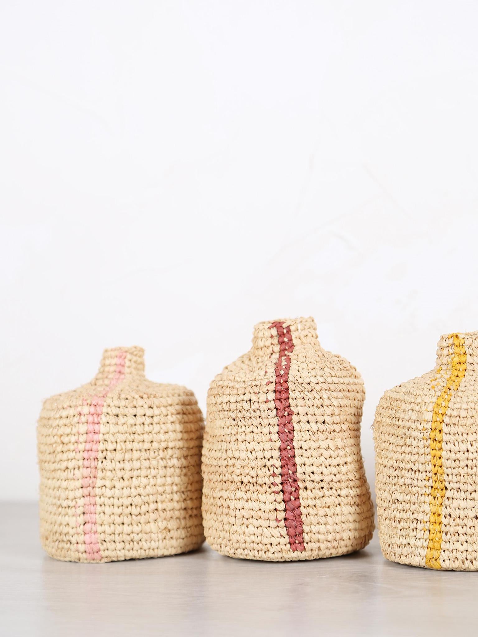 Small Woven Vertical Striped Bud/Bottle Vase