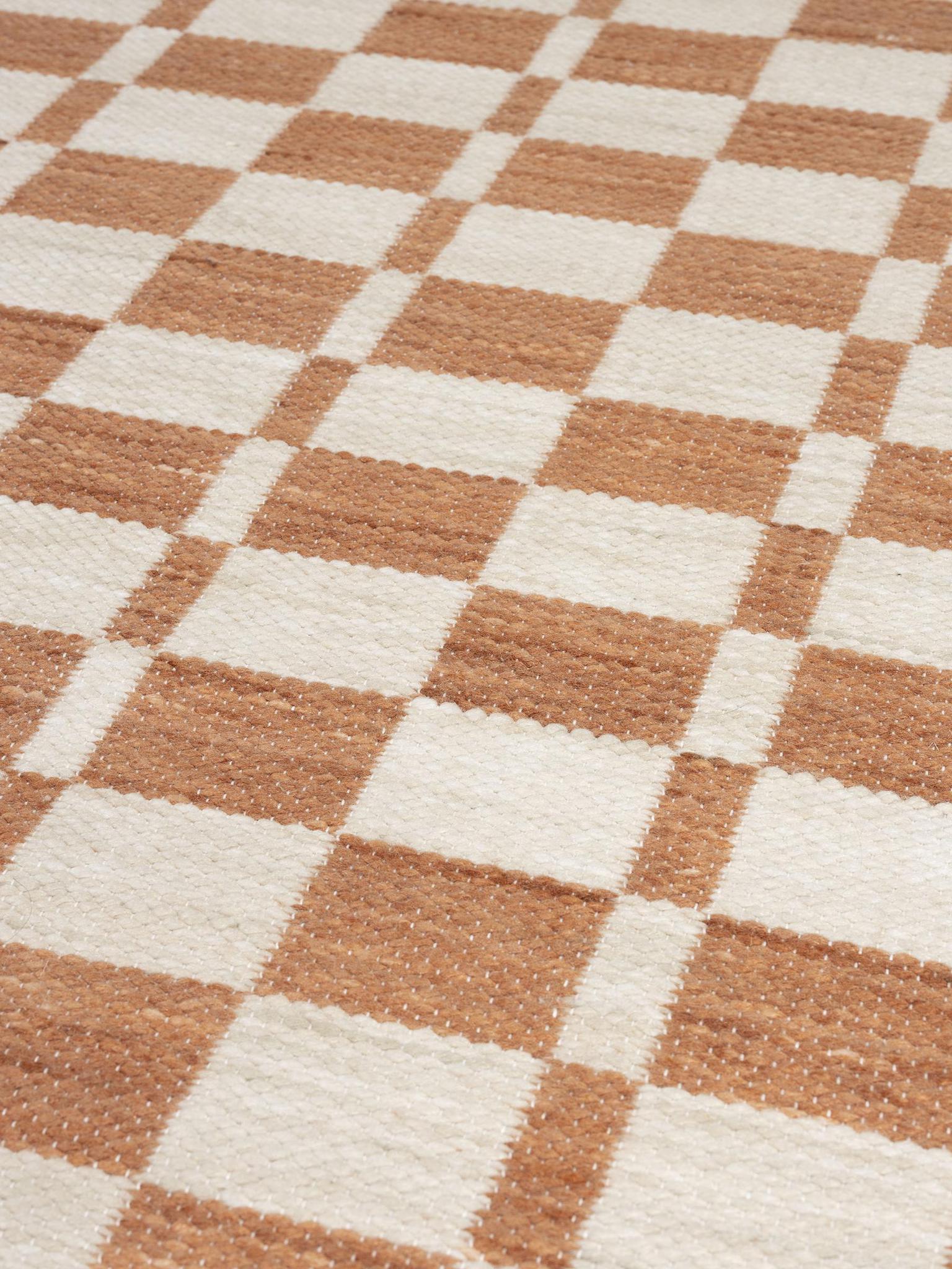 Checker Rug - Rust, Beige