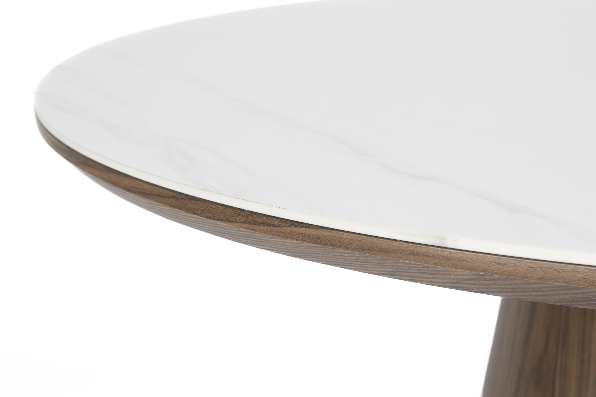 Almira Sintered Stone & Wood Oval Dining Table - Walnut - 2 Sizes Available