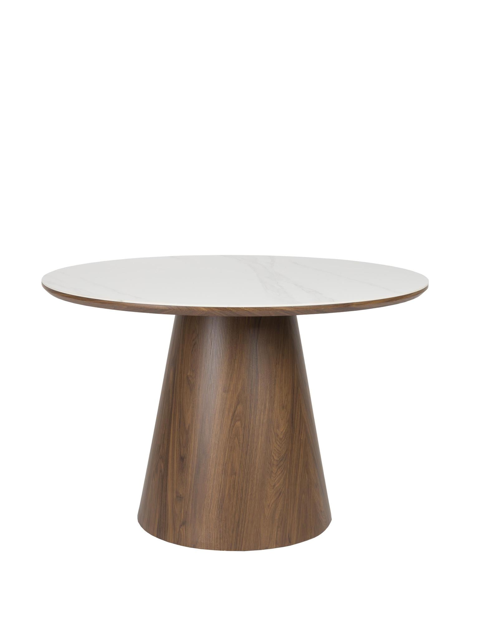Almira Round Sintered Stone & Wood Dining Table - 2 Colours Available