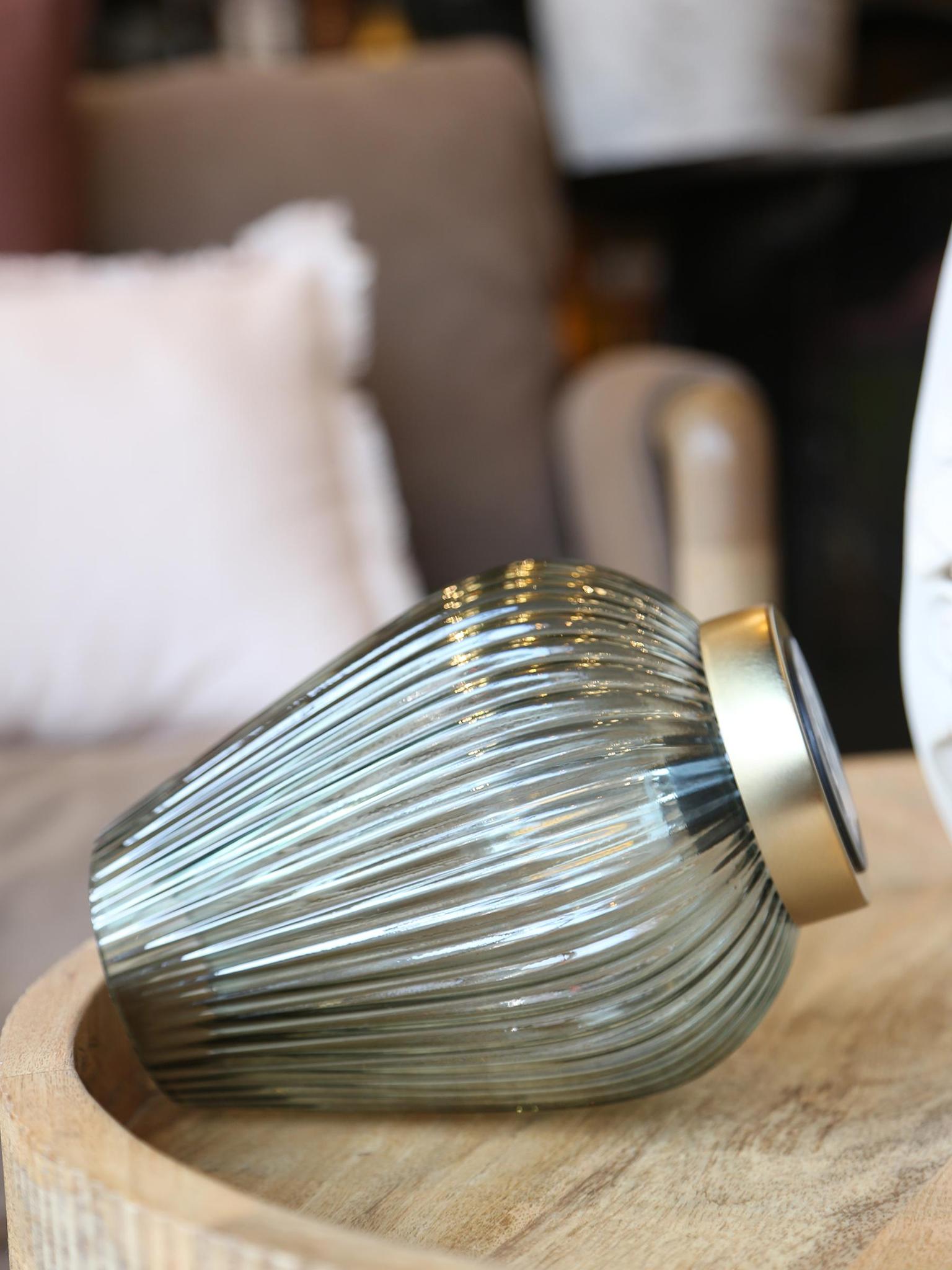 Tajera Table lamp - LED glass - Dark Green & Gold