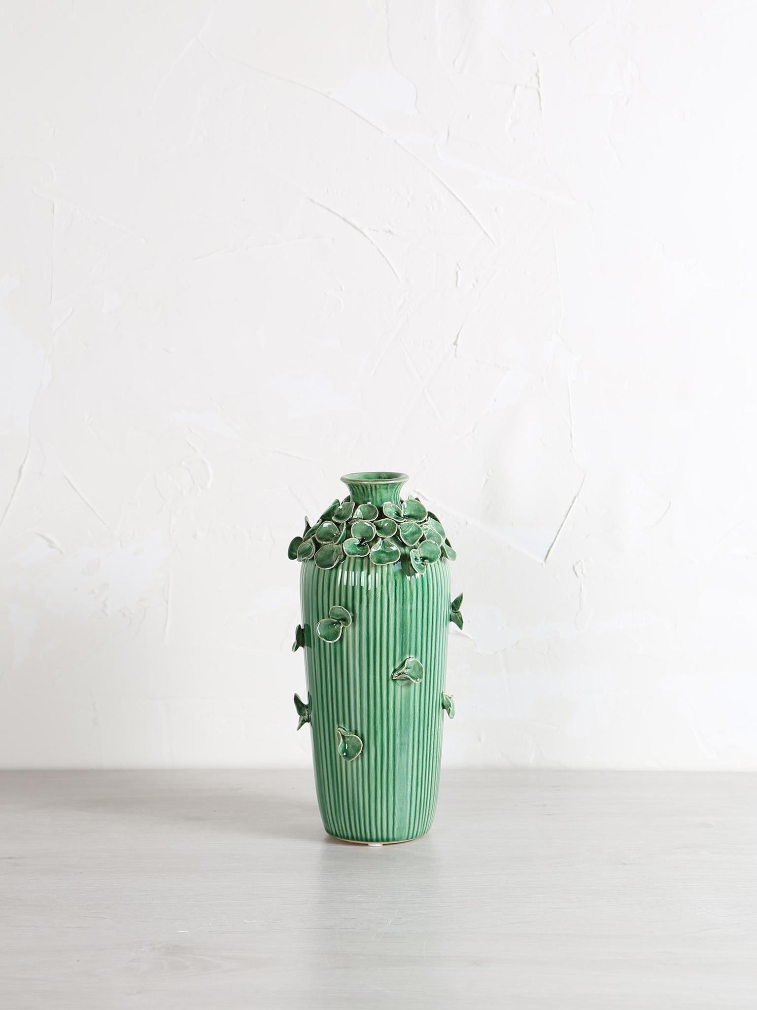 Saubaan Round Glazed Ceramic Vase - Green