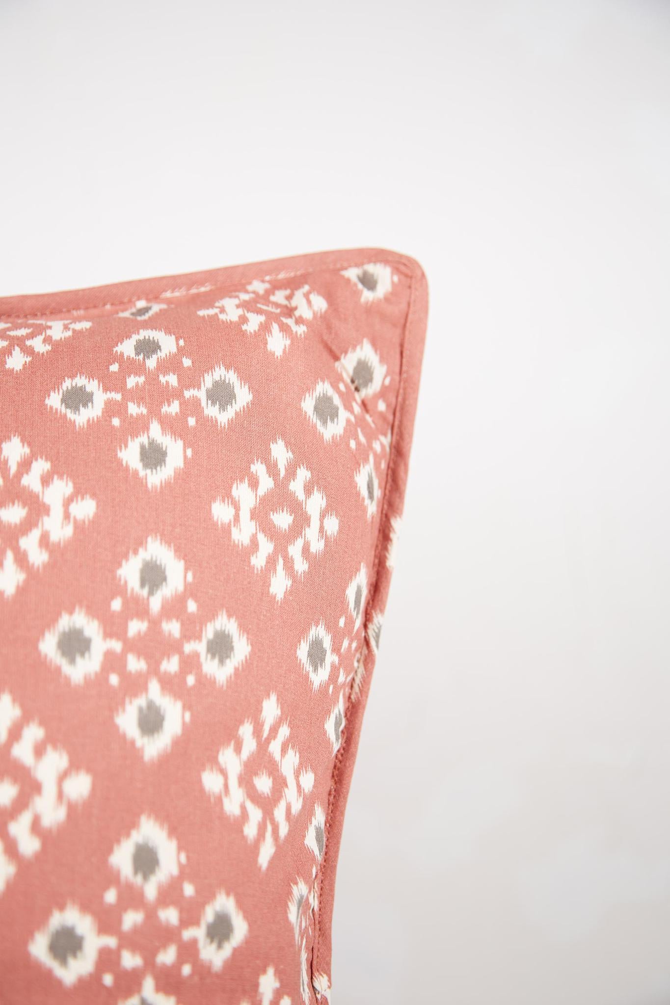 Old rose, Ecru & Anthracite Printed Cushion