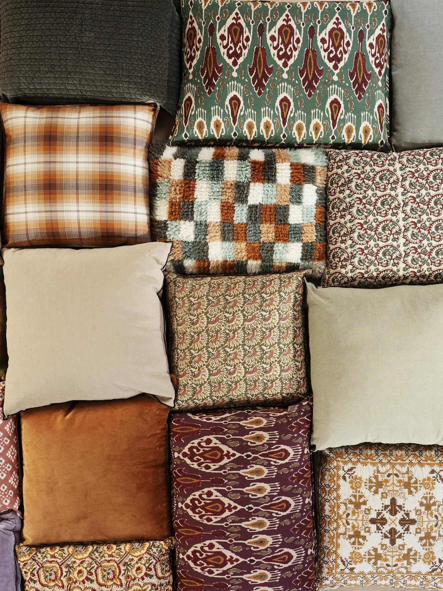 Printed Cushion - Sand, Khaki