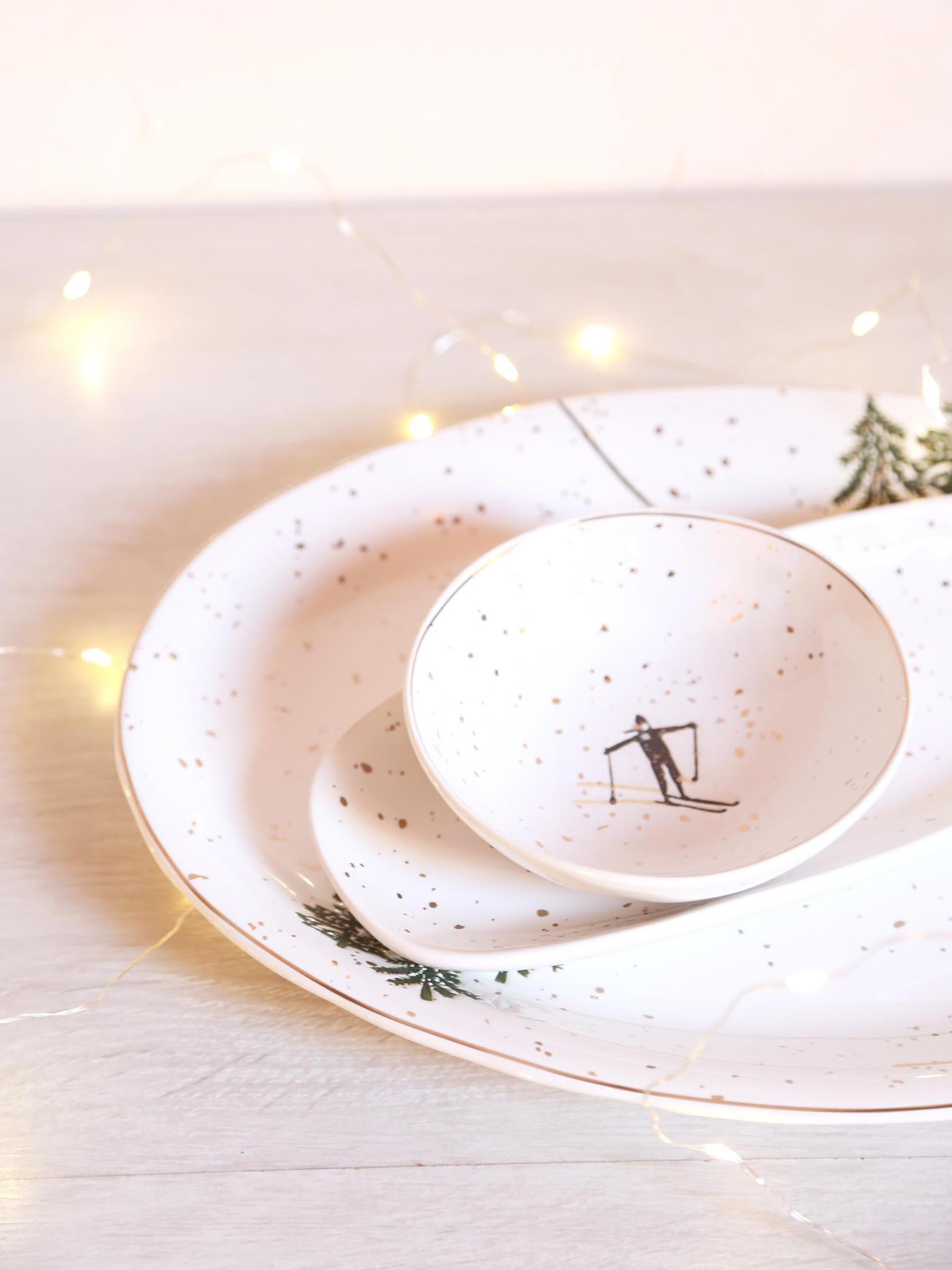 Ceramic Bowl - Skiing Illustration