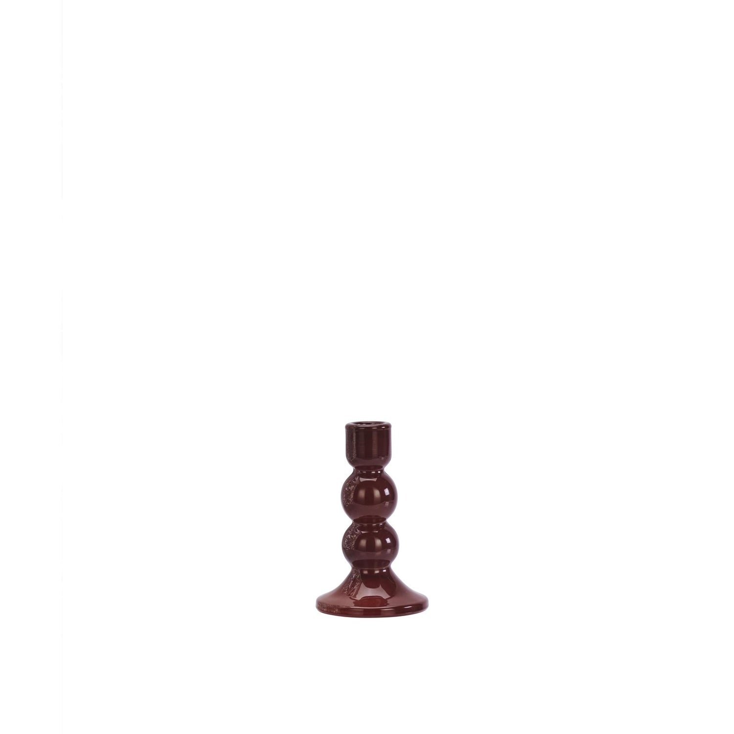 Colie Glass Candle Holder - Maroon Hue