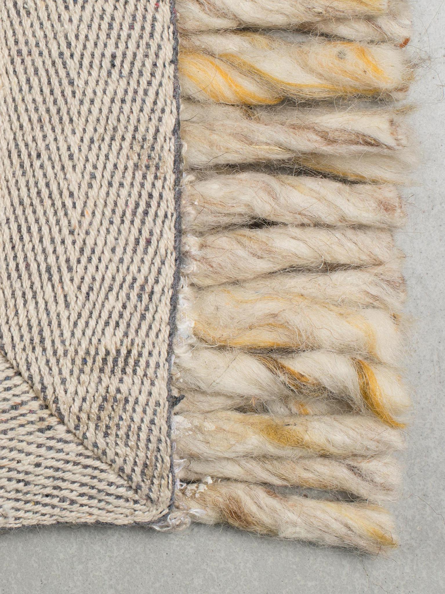 Frills Woven Wool Strand Rug - Beige, Warm Light