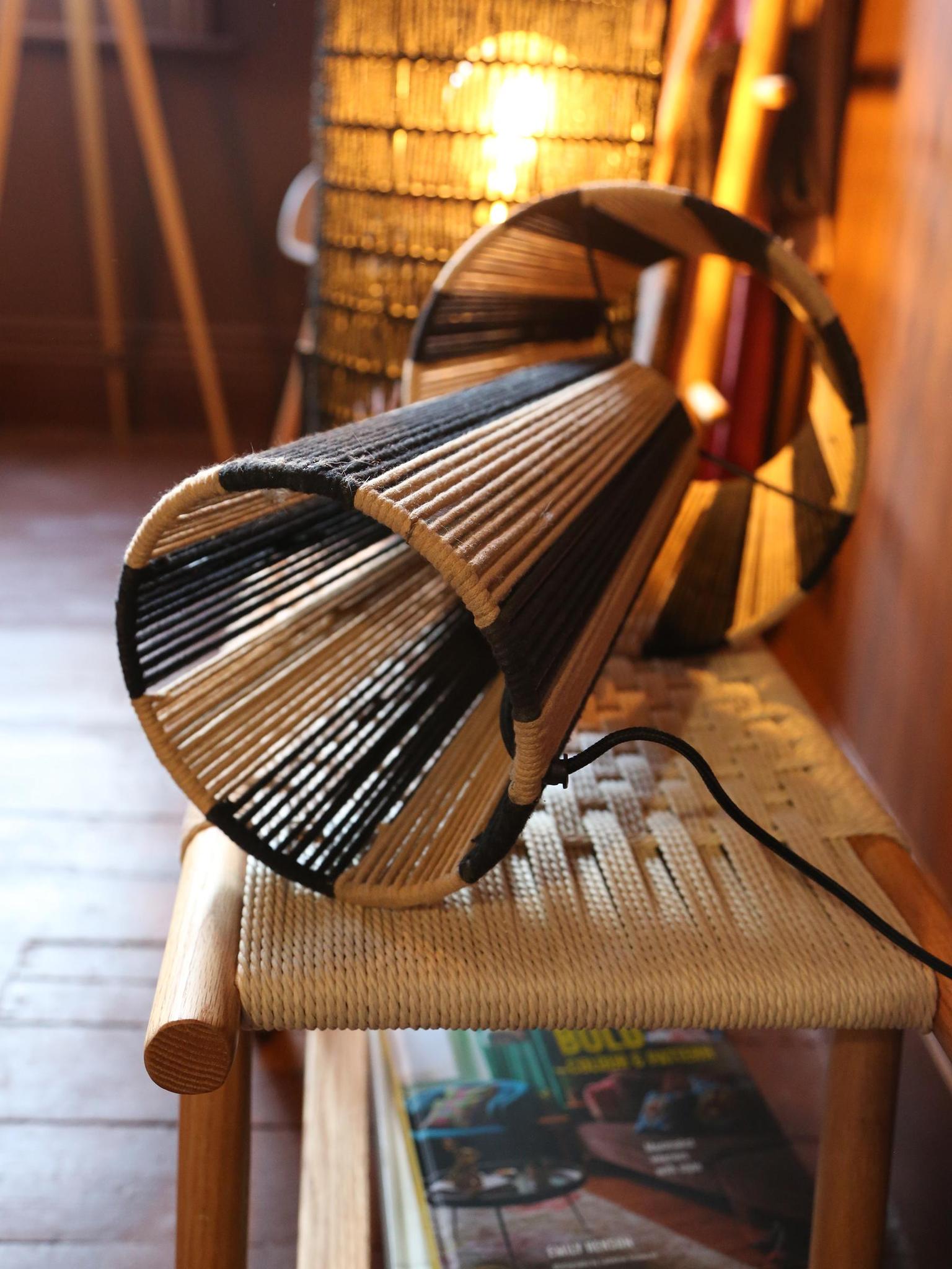 Stripe It Up Table Lamp - Natural, Black