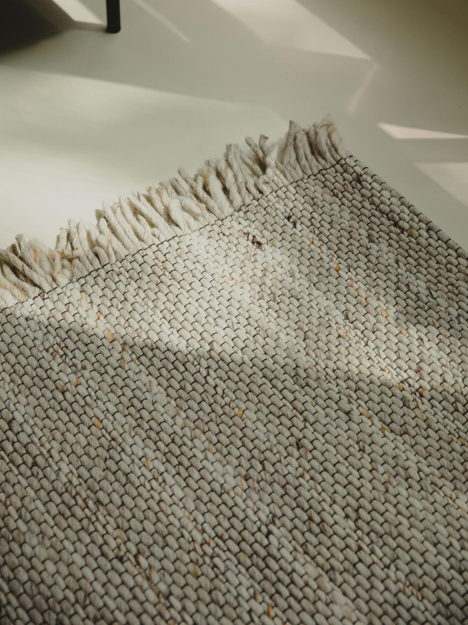 Frills Woven Wool Strand Rug - Beige, Warm Light