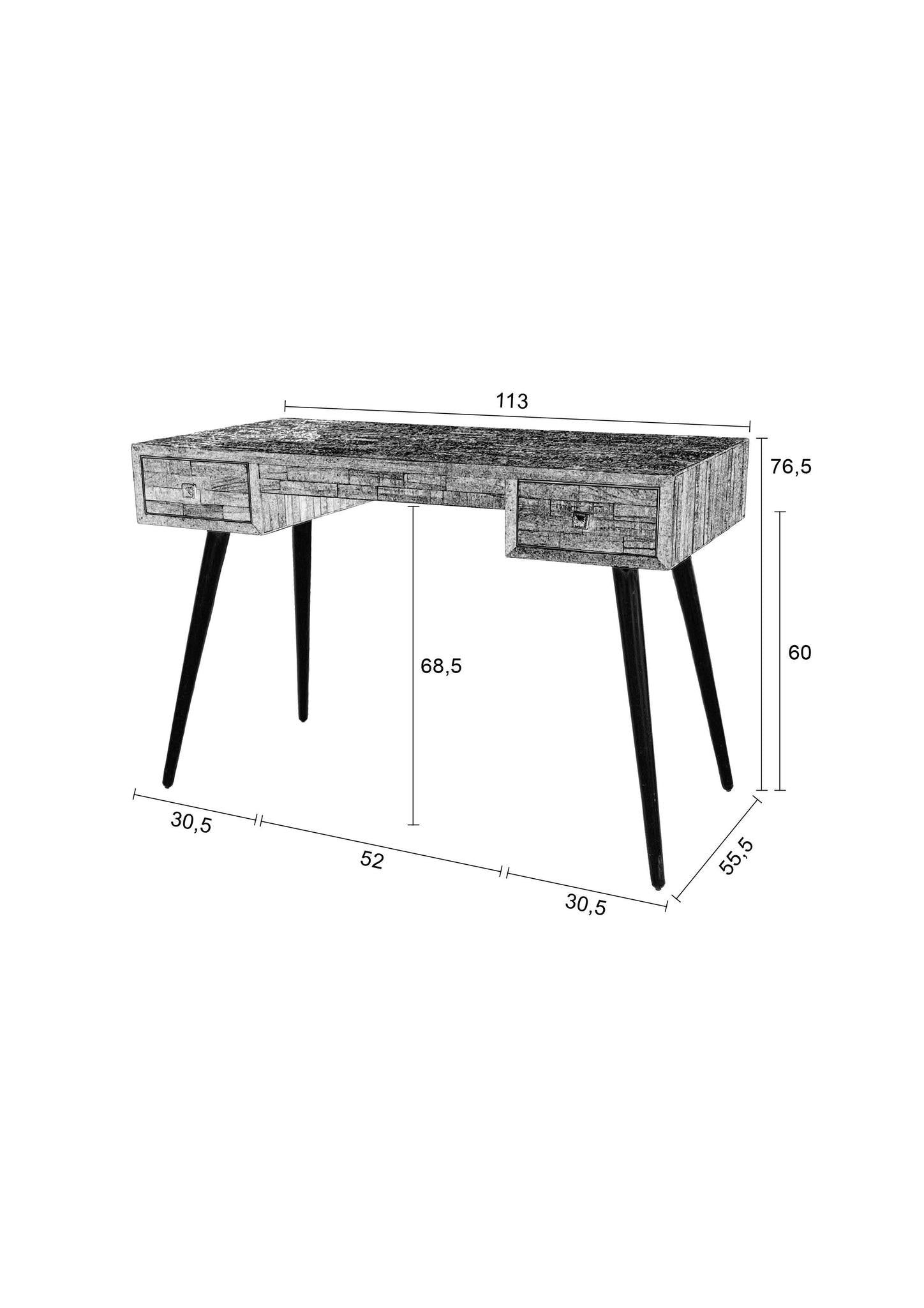 Leo Recycled Teak Desk Table