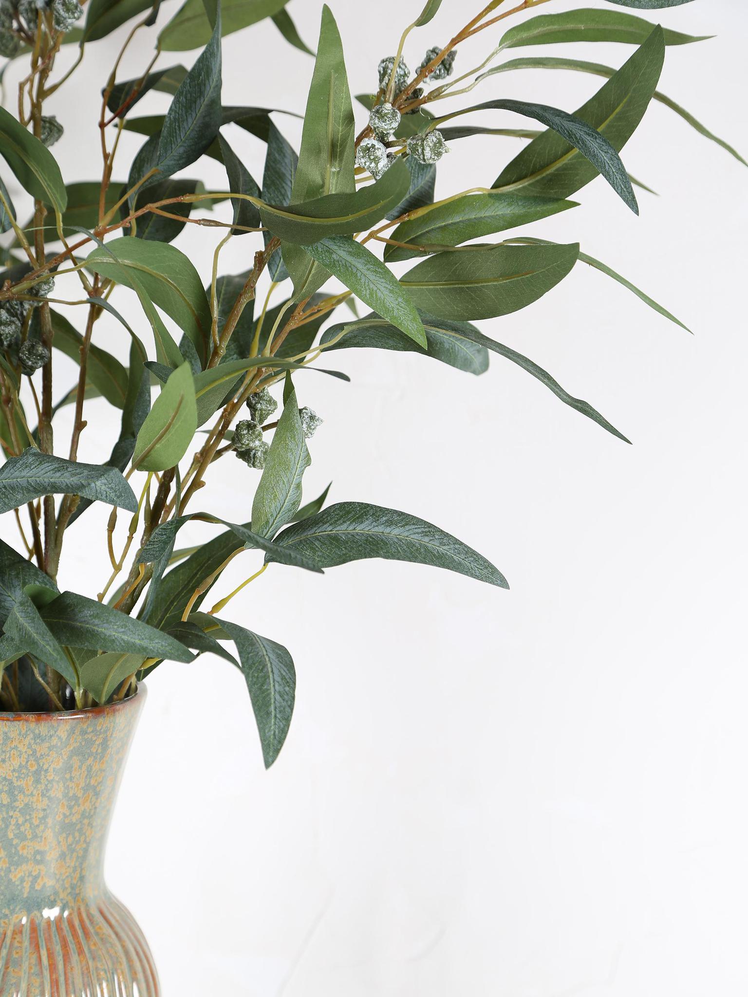 Faux Green Eucalyptus Stem With Seeds