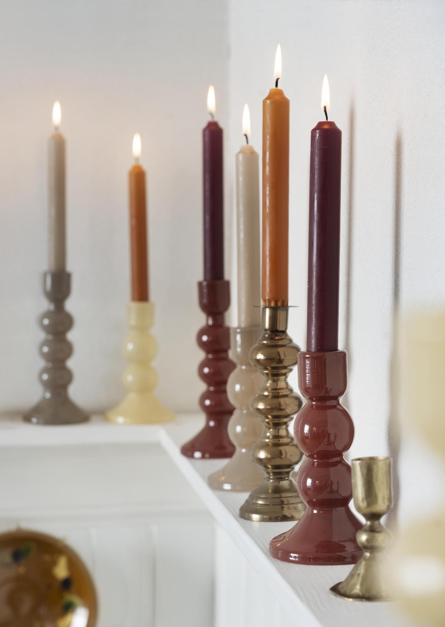 Colie Glass Candle Holder - Maroon Hue